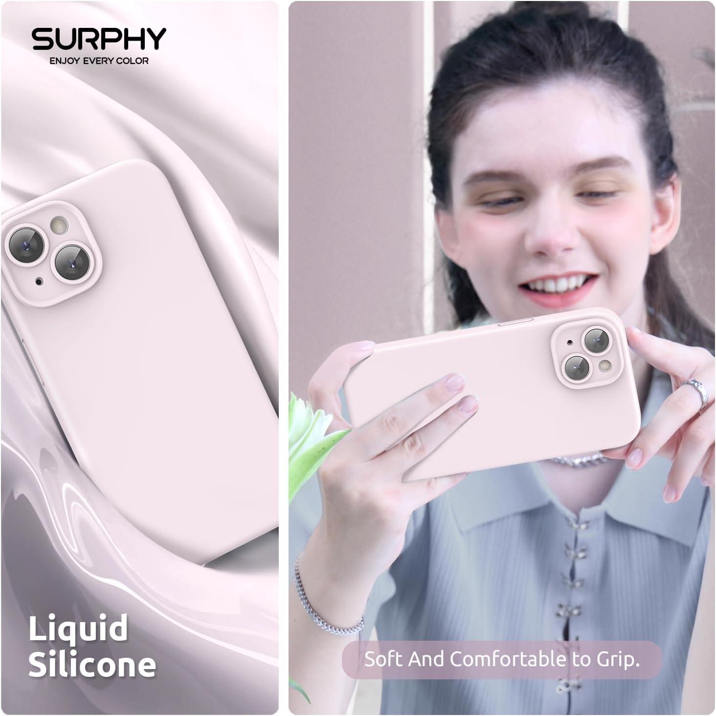 imageSURPHY Designed for iPhone 15 Case Compatible with MagSafe 61 inch 2023 with 2 Pack Screen Protector Liquid Silicone Phone Case Camera Protective ampamp Soft Microfiber Lining Cactus GreenChalk Pink