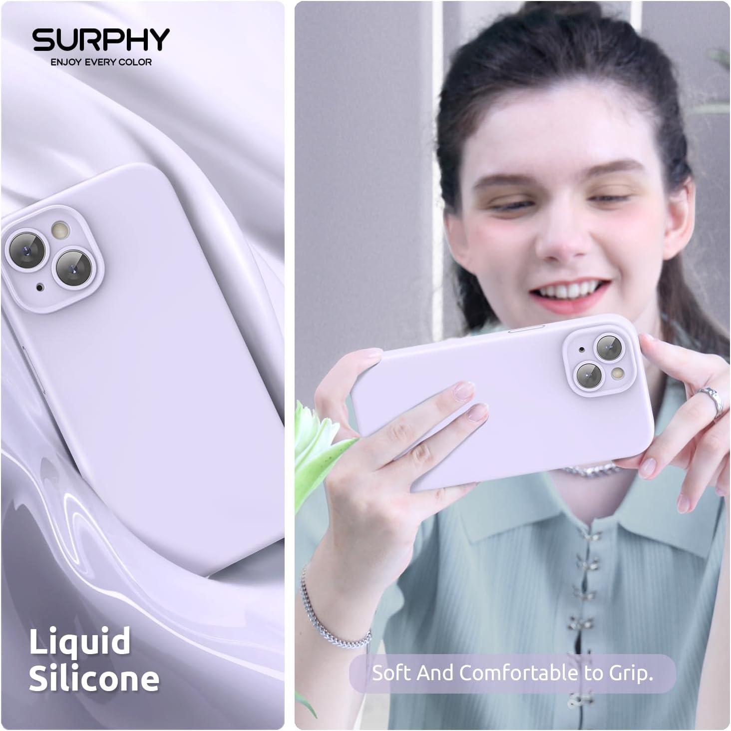 imageSURPHY Designed for iPhone 15 Case Compatible with MagSafe 61 inch 2023 with 2 Pack Screen Protector Liquid Silicone Phone Case Camera Protective ampamp Soft Microfiber Lining Cactus GreenLilac