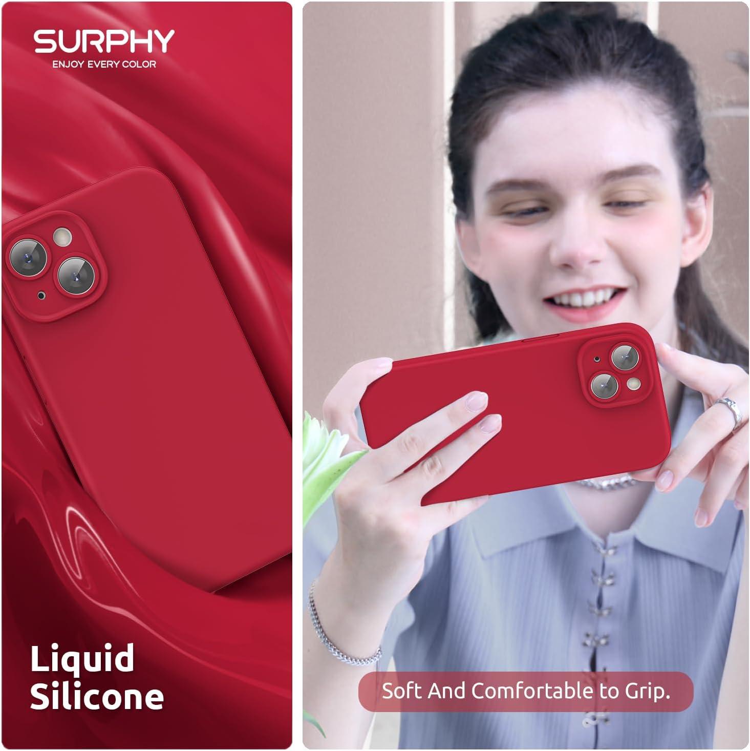 imageSURPHY Designed for iPhone 15 Case Compatible with MagSafe 61 inch 2023 with 2 Pack Screen Protector Liquid Silicone Phone Case Camera Protective ampamp Soft Microfiber Lining Cactus GreenRed