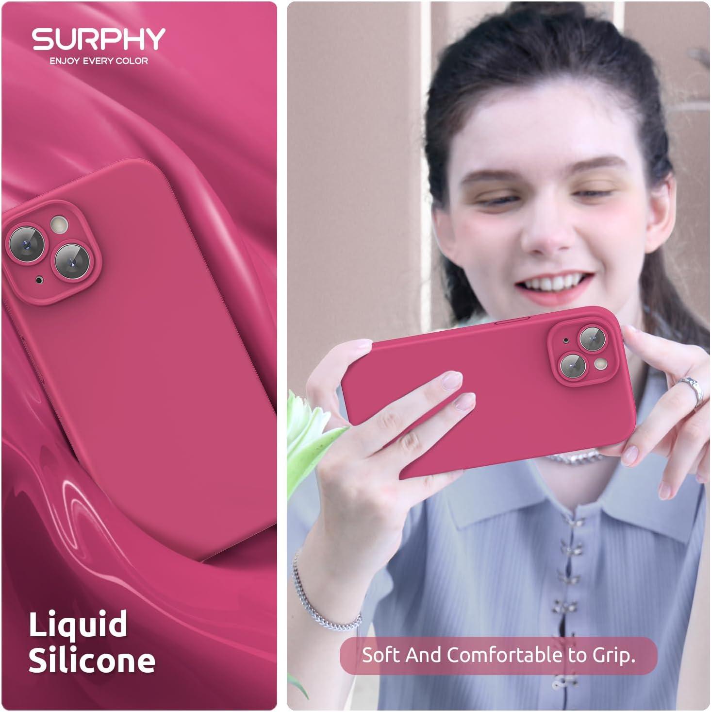 imageSURPHY Designed for iPhone 15 Case Compatible with MagSafe 61 inch 2023 with 2 Pack Screen Protector Liquid Silicone Phone Case Camera Protective ampamp Soft Microfiber Lining Cactus GreenHibiscus