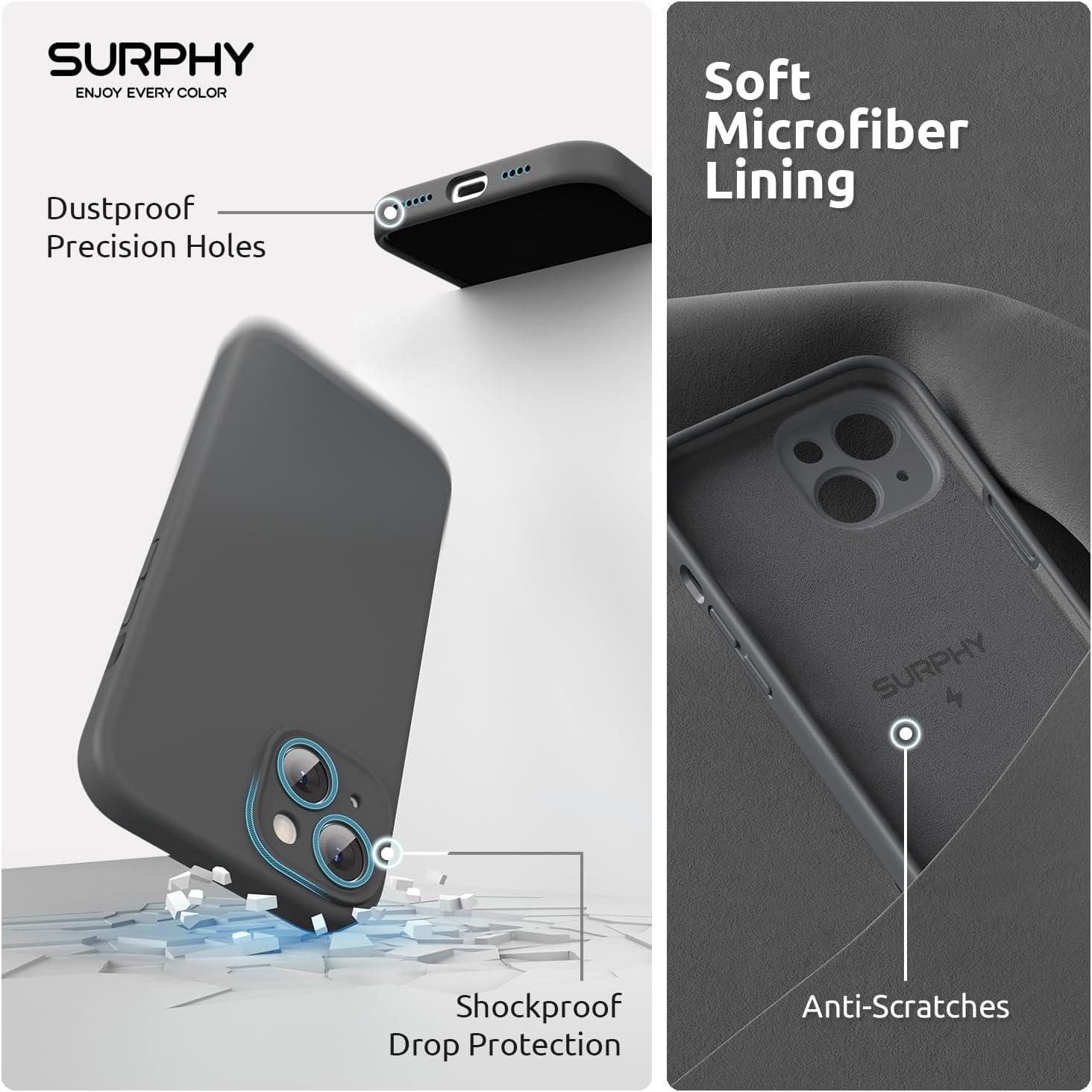 imageSURPHY Designed for iPhone 15 Case Compatible with MagSafe 61 inch 2023 with 2 Pack Screen Protector Liquid Silicone Phone Case Camera Protective ampamp Soft Microfiber Lining Cactus GreenClay