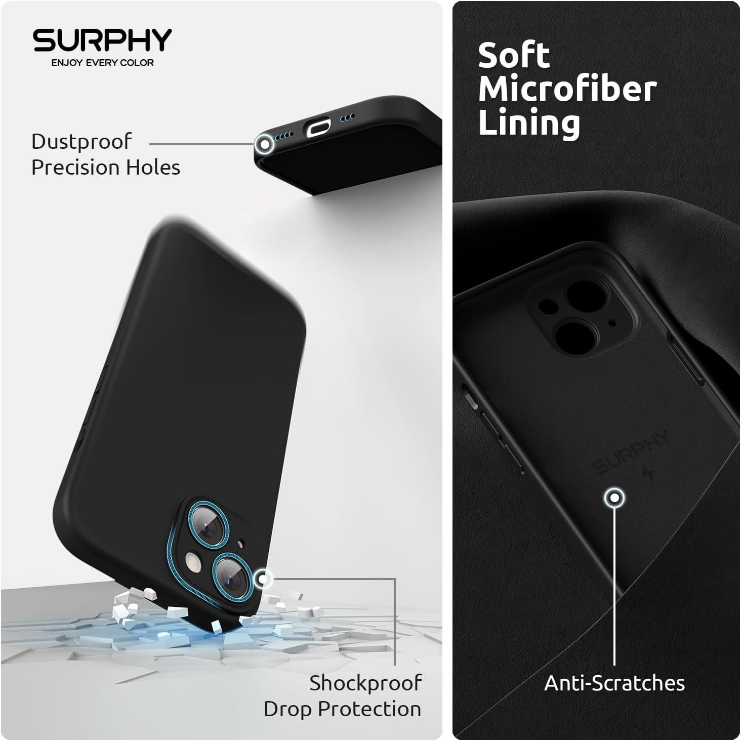 imageSURPHY Designed for iPhone 15 Case Compatible with MagSafe 61 inch 2023 with 2 Pack Screen Protector Liquid Silicone Phone Case Camera Protective ampamp Soft Microfiber Lining Cactus GreenBlack