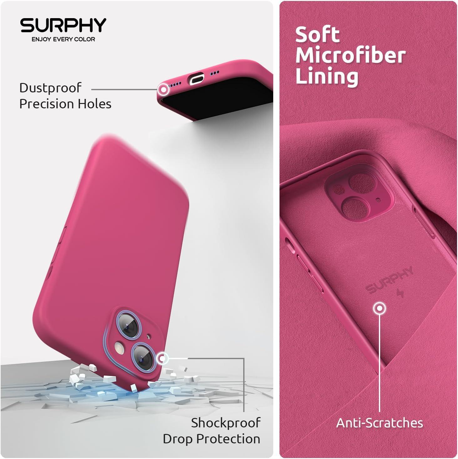 imageSURPHY Designed for iPhone 15 Case Compatible with MagSafe 61 inch 2023 with 2 Pack Screen Protector Liquid Silicone Phone Case Camera Protective ampamp Soft Microfiber Lining Cactus GreenHibiscus