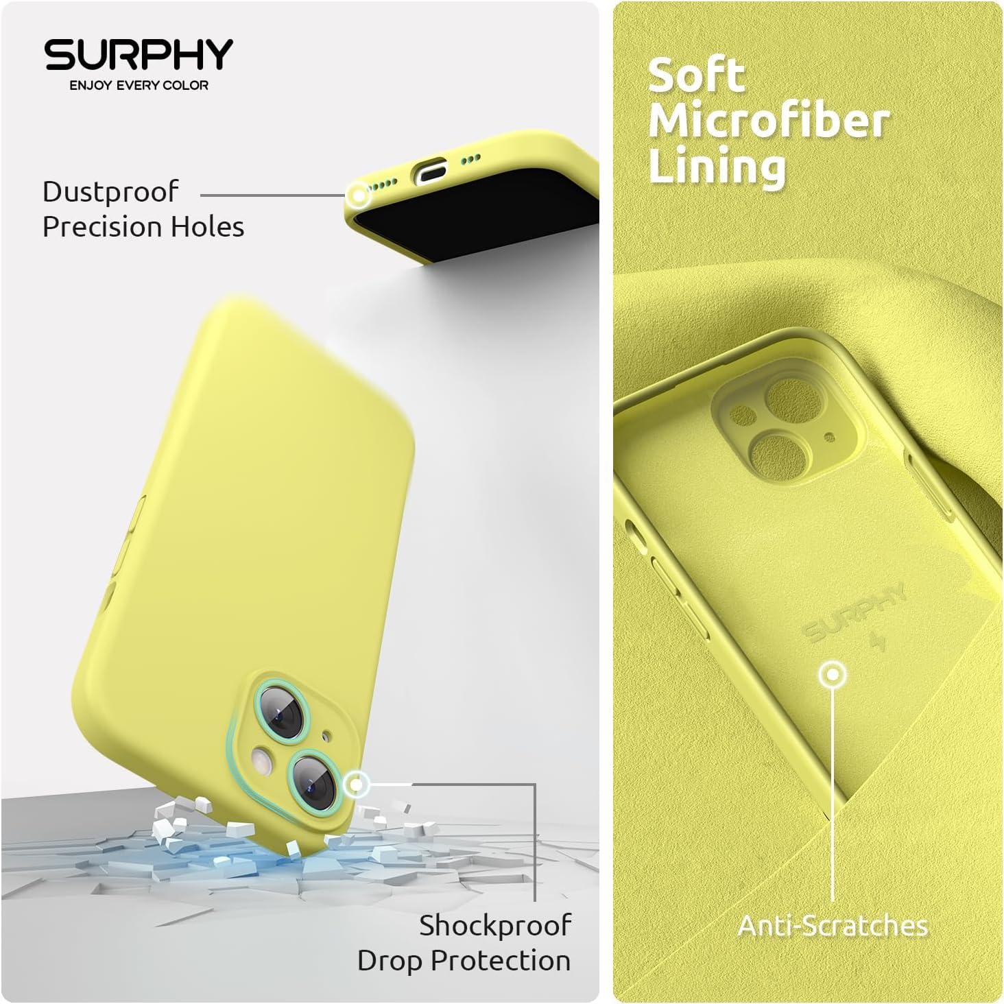 imageSURPHY Designed for iPhone 15 Case Compatible with MagSafe 61 inch 2023 with 2 Pack Screen Protector Liquid Silicone Phone Case Camera Protective ampamp Soft Microfiber Lining Cactus GreenYellow