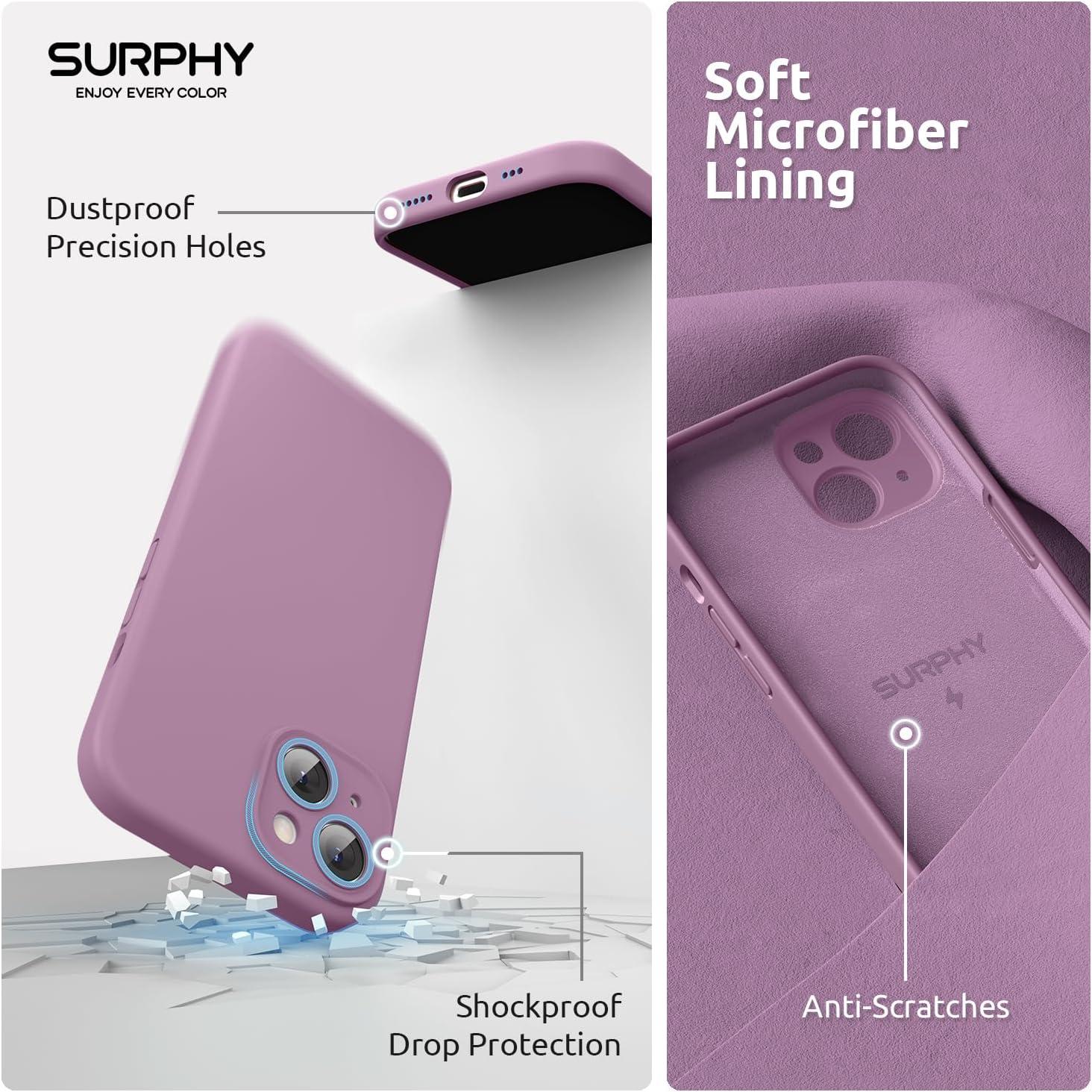 imageSURPHY Designed for iPhone 15 Case Compatible with MagSafe 61 inch 2023 with 2 Pack Screen Protector Liquid Silicone Phone Case Camera Protective ampamp Soft Microfiber Lining Cactus GreenLilac Purple