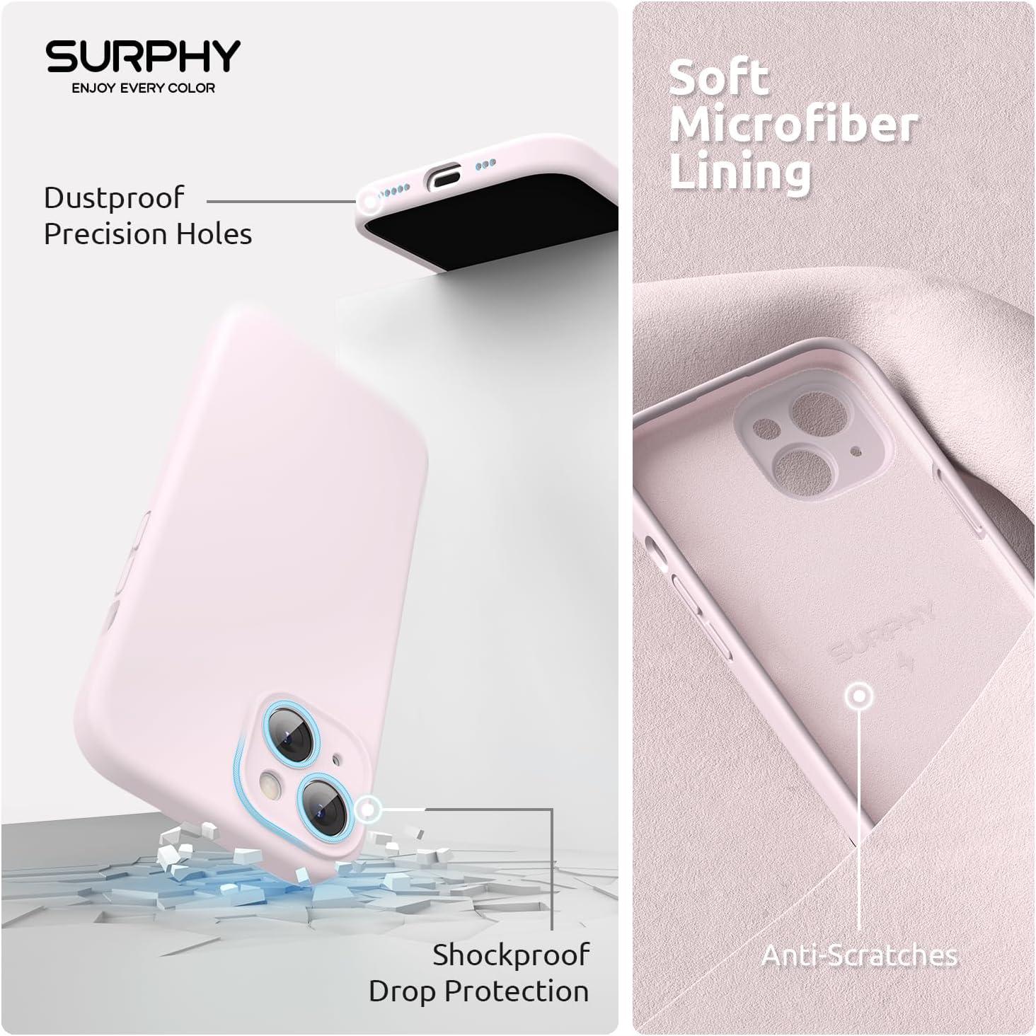 imageSURPHY Designed for iPhone 15 Case Compatible with MagSafe 61 inch 2023 with 2 Pack Screen Protector Liquid Silicone Phone Case Camera Protective ampamp Soft Microfiber Lining Cactus GreenChalk Pink