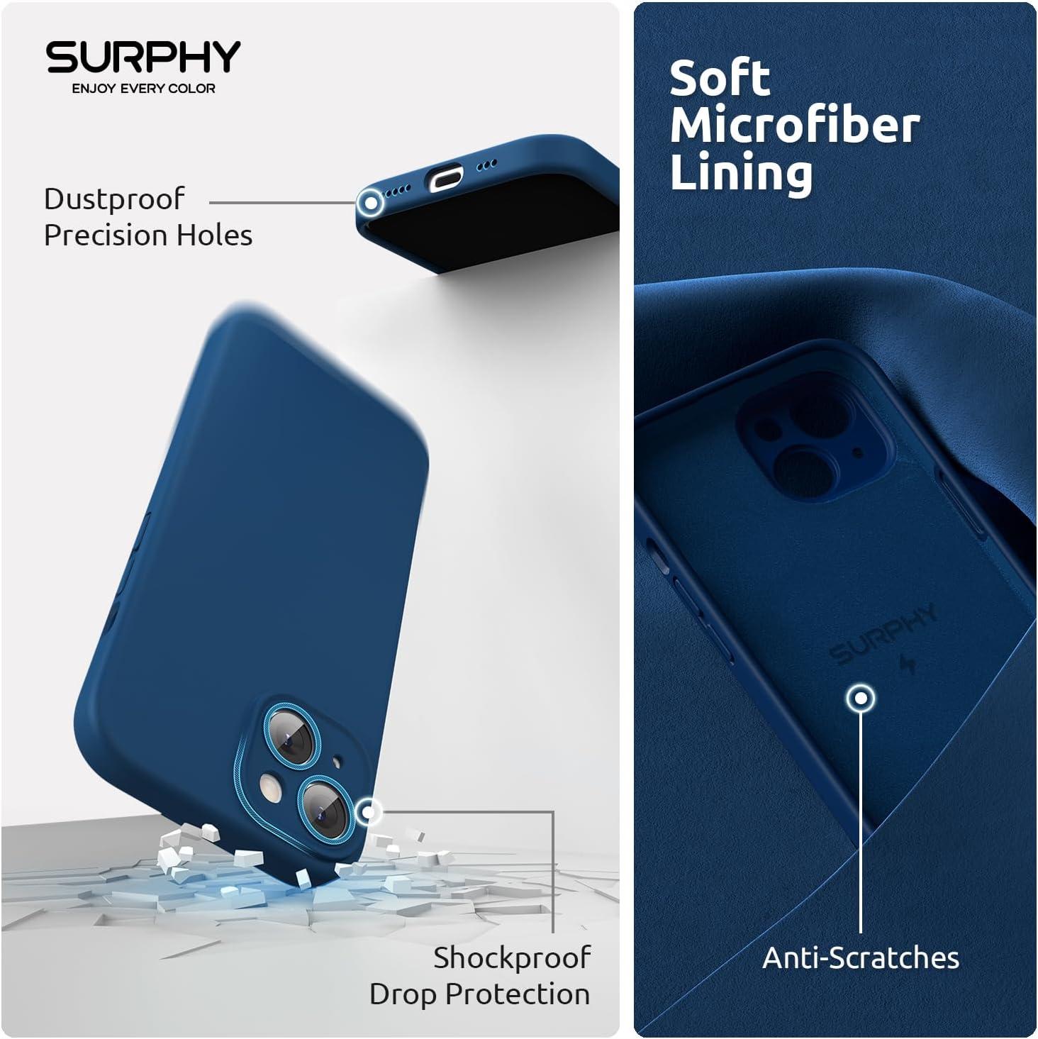 imageSURPHY Designed for iPhone 15 Case Compatible with MagSafe 61 inch 2023 with 2 Pack Screen Protector Liquid Silicone Phone Case Camera Protective ampamp Soft Microfiber Lining Cactus GreenHorizon Blue