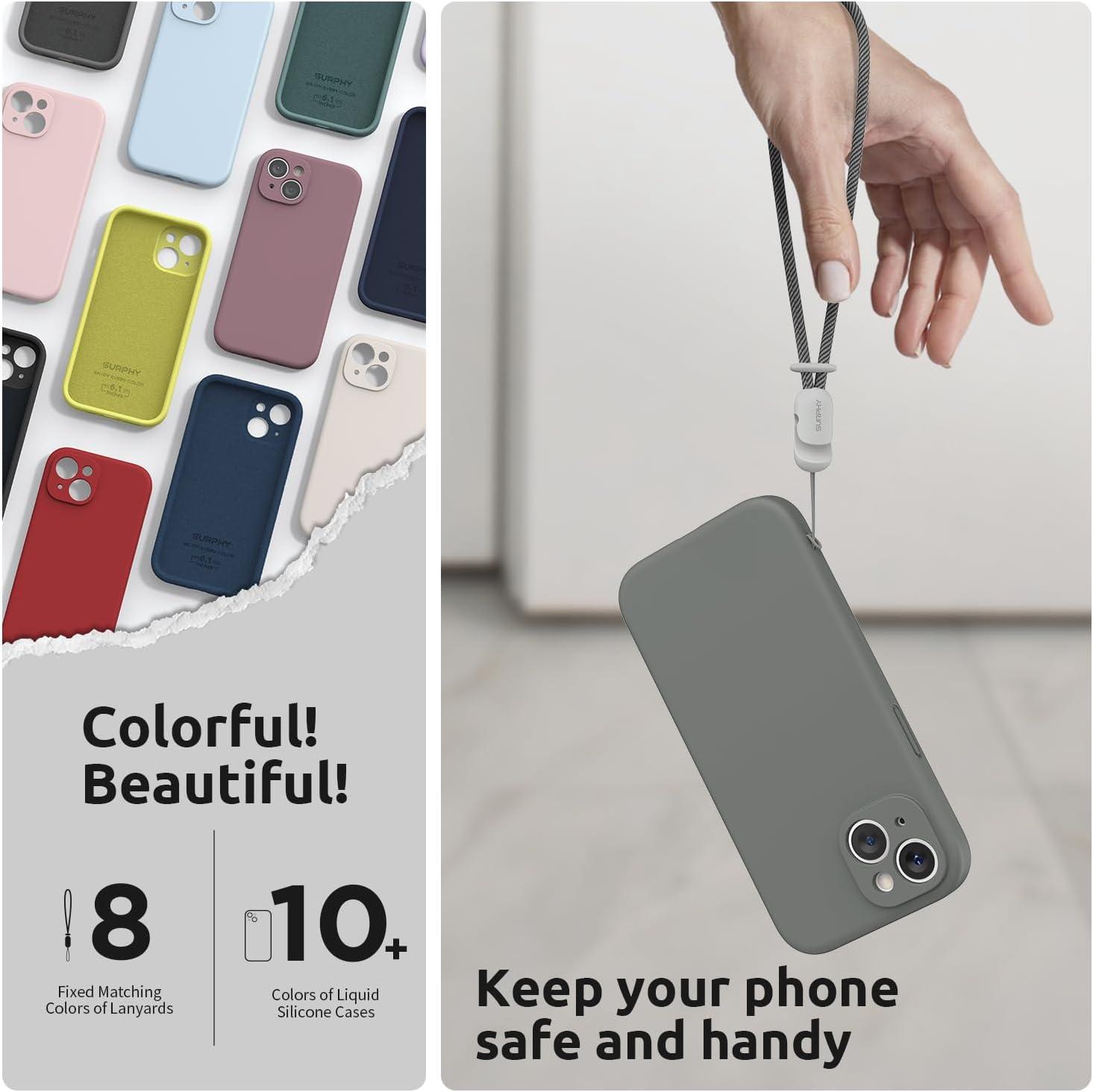 imageSURPHY Designed for iPhone 15 Case with Screen Protector and Lanyard Phone Strap and Liquid Silicone Phone Case Camera Protective ampamp Soft Microfiber Lining 61 inch 2023 Lilac PurpleSpace Gray