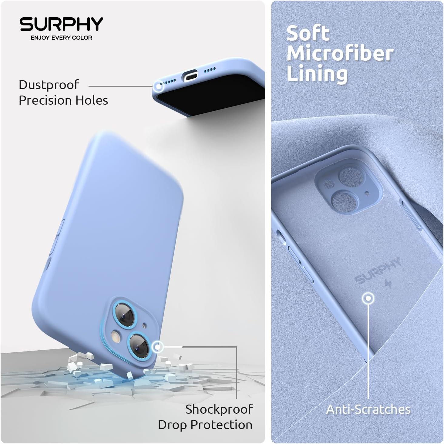 imageSURPHY Designed for iPhone 15 Plus Case Compatible with MagSafe 67 inch 2023 with 2 Pack Screen Protector Liquid Silicone Phone Case Camera Protective ampamp Soft Microfiber Lining Cactus GreenWinter Blue