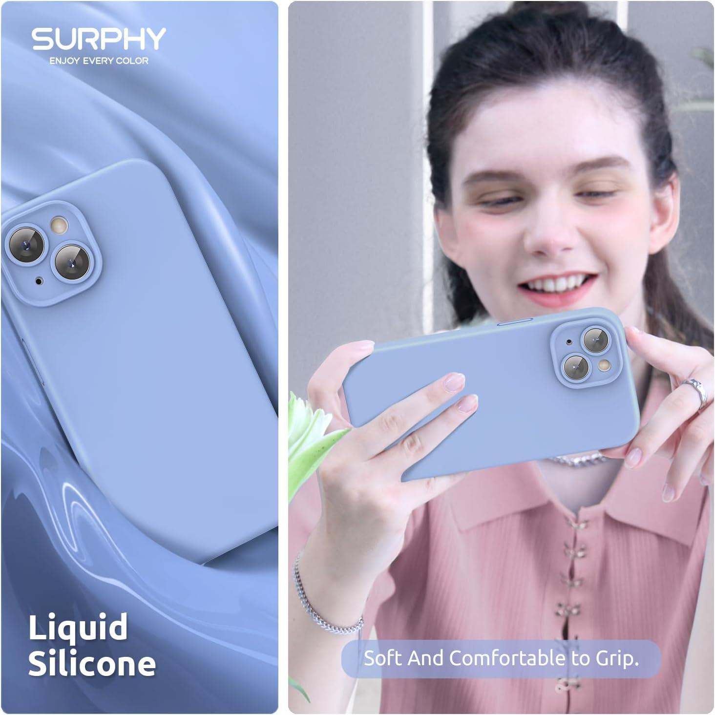 imageSURPHY Designed for iPhone 15 Plus Case Compatible with MagSafe 67 inch 2023 with 2 Pack Screen Protector Liquid Silicone Phone Case Camera Protective ampamp Soft Microfiber Lining Cactus GreenWinter Blue