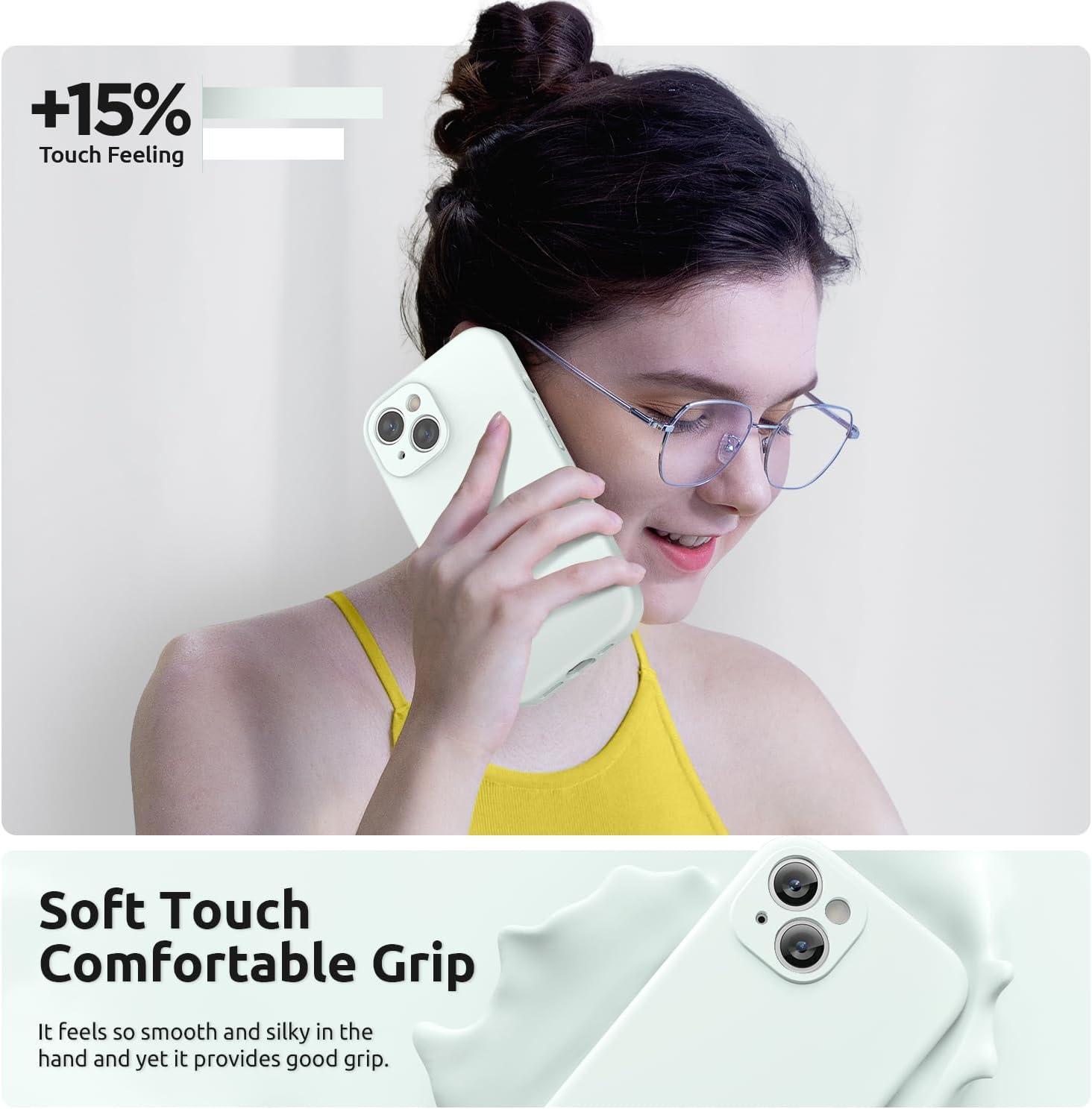 imageSURPHY Designed for iPhone 15 Plus Case with Screen Protector and Lanyard Phone Strap and Liquid Silicone Phone Case Camera Protective ampamp Soft Microfiber Lining 67 inch 2023 Lilac PurpleSoft Mint