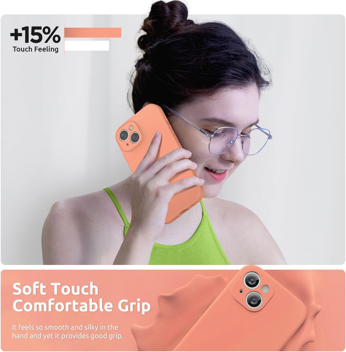 imageSURPHY Designed for iPhone 15 Plus Case with Screen Protector and Lanyard Phone Strap and Liquid Silicone Phone Case Camera Protective ampamp Soft Microfiber Lining 67 inch 2023 Lilac PurpleOrange Sorbet