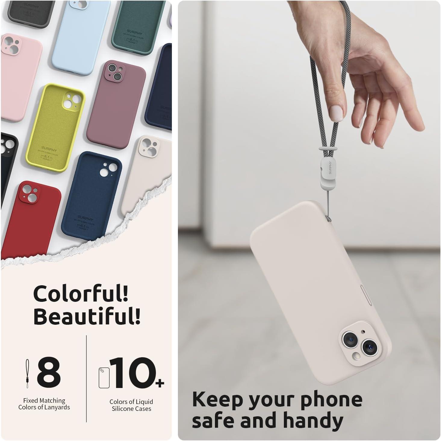 imageSURPHY Designed for iPhone 15 Plus Case with Screen Protector and Lanyard Phone Strap and Liquid Silicone Phone Case Camera Protective ampamp Soft Microfiber Lining 67 inch 2023 BlackStone