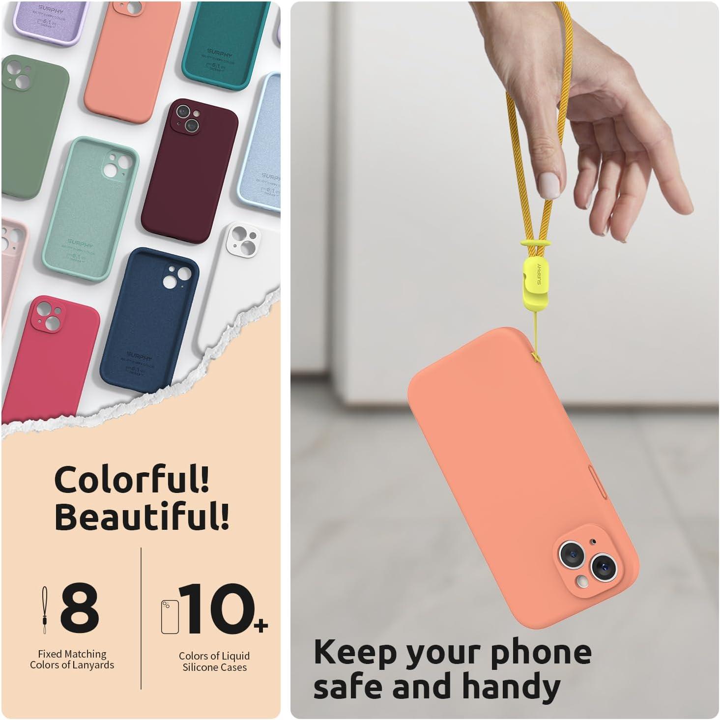 imageSURPHY Designed for iPhone 15 Plus Case with Screen Protector and Lanyard Phone Strap and Liquid Silicone Phone Case Camera Protective ampamp Soft Microfiber Lining 67 inch 2023 BlackOrange Sorbet