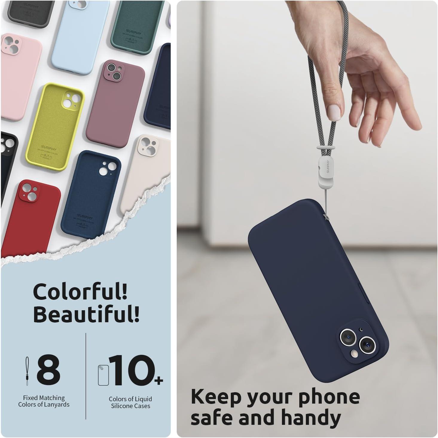 imageSURPHY Designed for iPhone 15 Plus Case with Screen Protector and Lanyard Phone Strap and Liquid Silicone Phone Case Camera Protective ampamp Soft Microfiber Lining 67 inch 2023 Lilac PurpleMidnight Blue