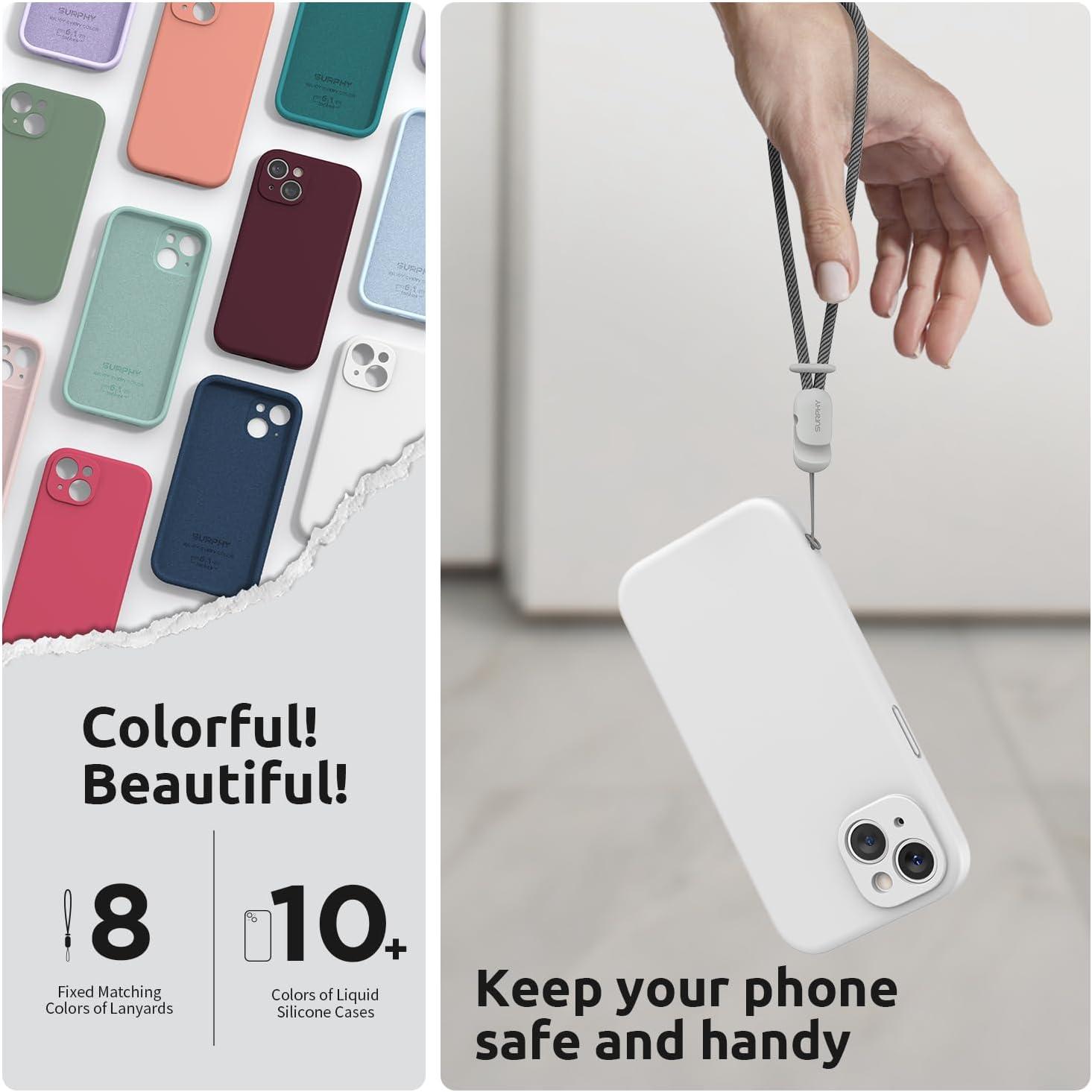 imageSURPHY Designed for iPhone 15 Plus Case with Screen Protector and Lanyard Phone Strap and Liquid Silicone Phone Case Camera Protective ampamp Soft Microfiber Lining 67 inch 2023 Lilac PurpleWhite