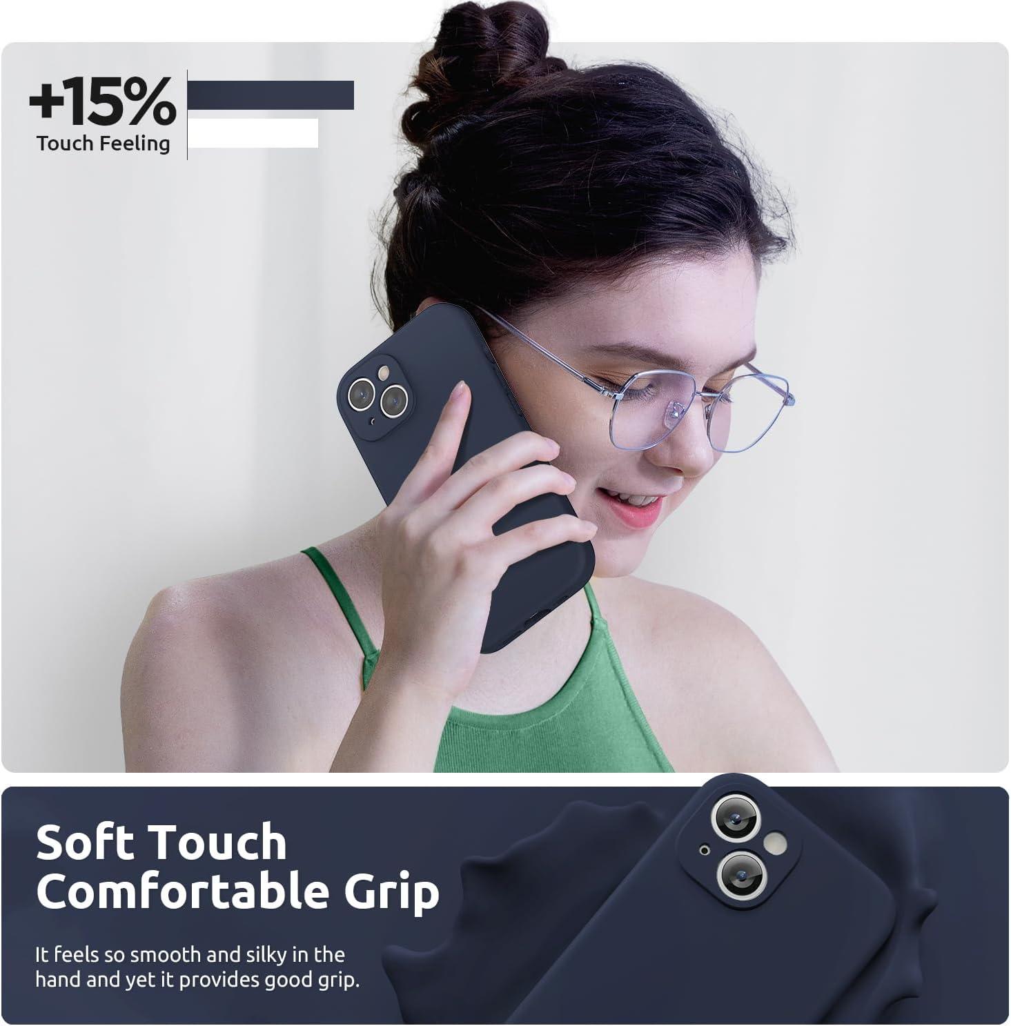 imageSURPHY Designed for iPhone 15 Plus Case with Screen Protector and Lanyard Phone Strap and Liquid Silicone Phone Case Camera Protective ampamp Soft Microfiber Lining 67 inch 2023 Lilac PurpleMidnight Blue