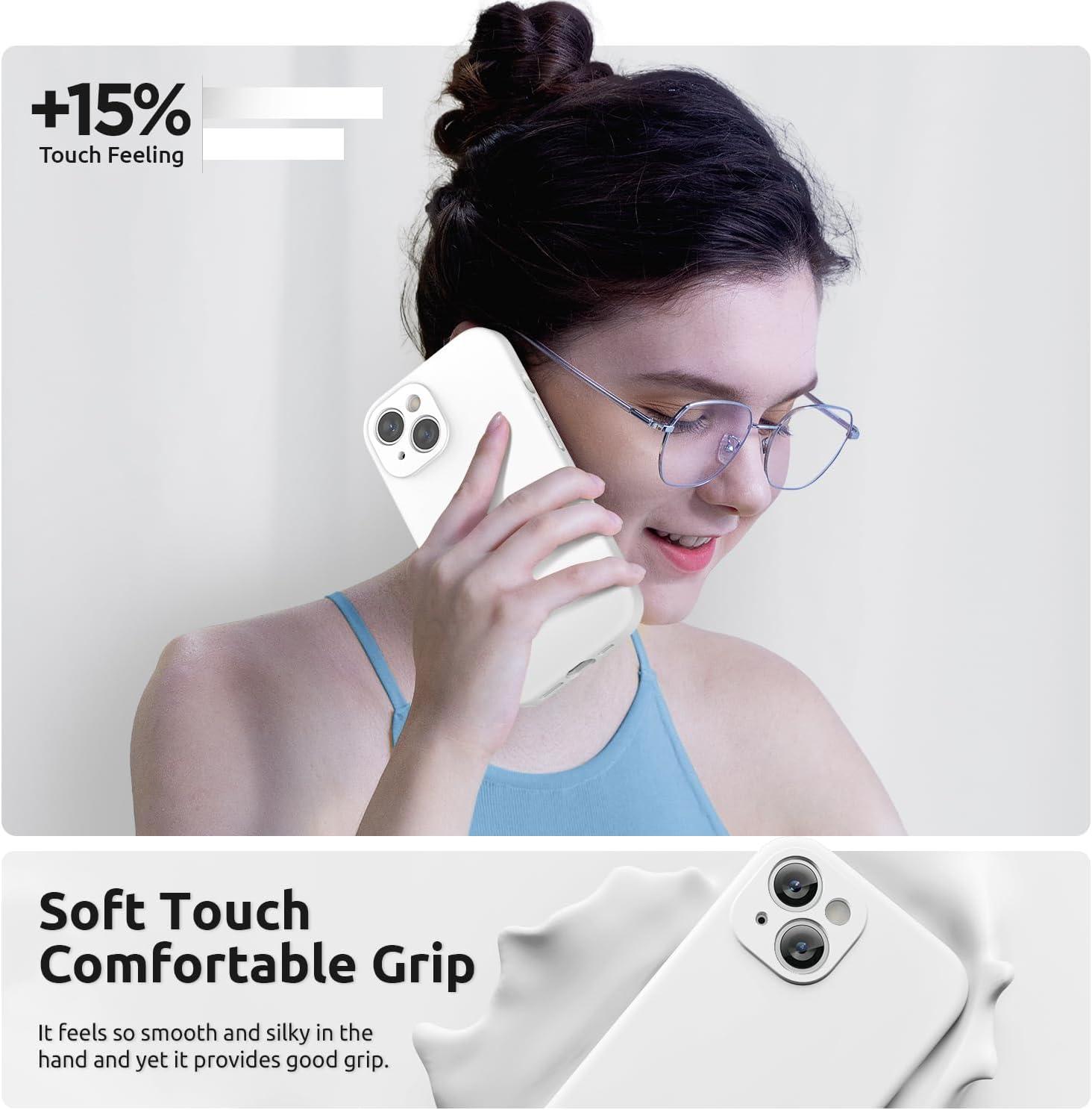 imageSURPHY Designed for iPhone 15 Plus Case with Screen Protector and Lanyard Phone Strap and Liquid Silicone Phone Case Camera Protective ampamp Soft Microfiber Lining 67 inch 2023 BlackWhite