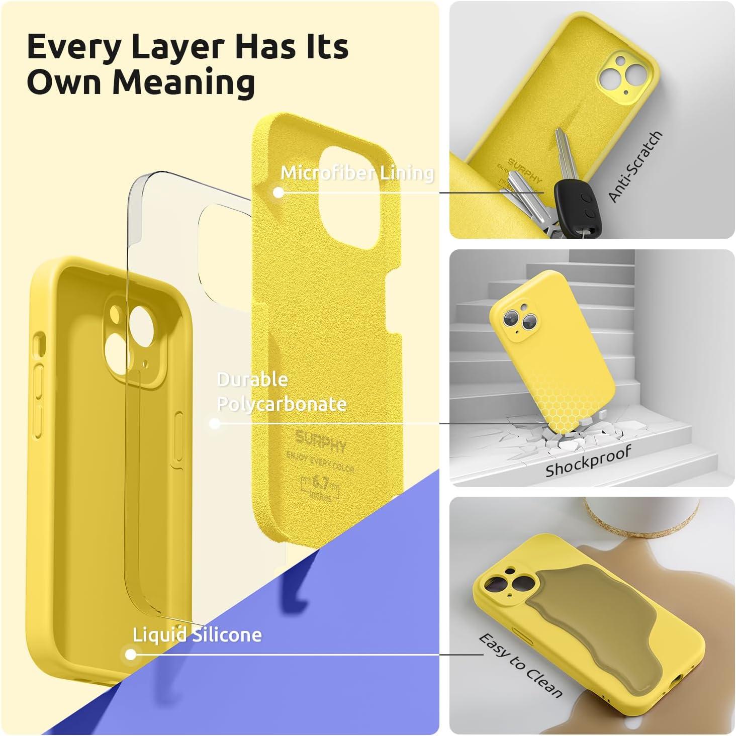 imageSURPHY Designed for iPhone 15 Plus Case with Screen Protector and Lanyard Phone Strap and Liquid Silicone Phone Case Camera Protective ampamp Soft Microfiber Lining 67 inch 2023 Lilac PurpleSunshine