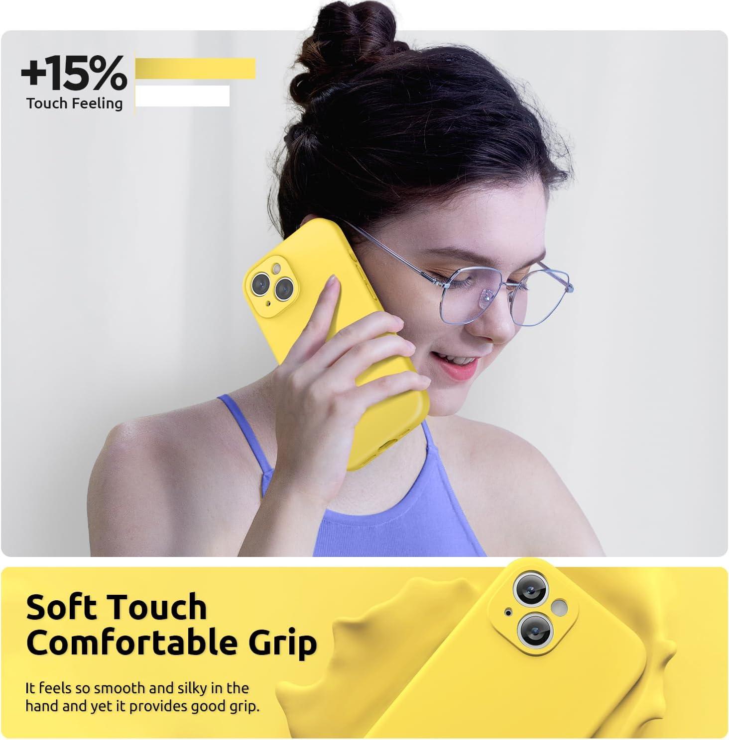 imageSURPHY Designed for iPhone 15 Plus Case with Screen Protector and Lanyard Phone Strap and Liquid Silicone Phone Case Camera Protective ampamp Soft Microfiber Lining 67 inch 2023 BlackSunshine