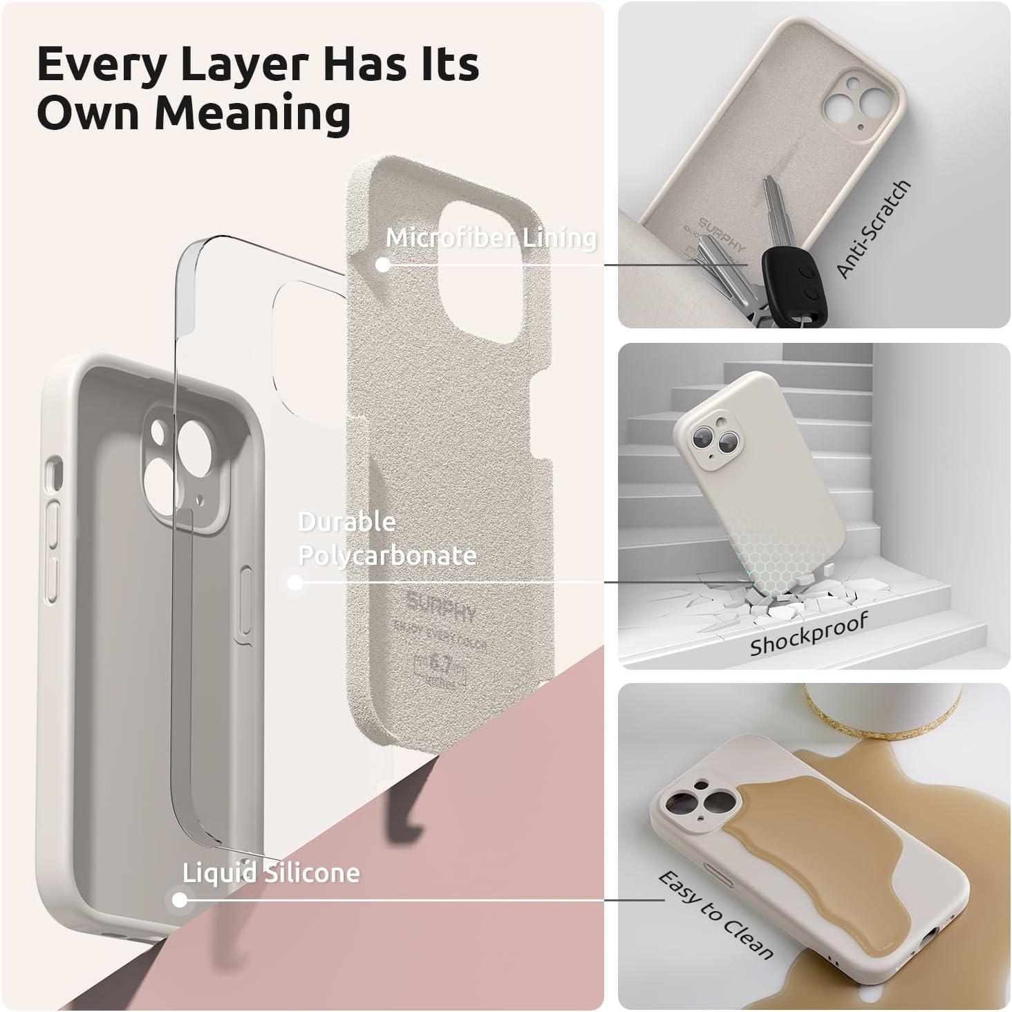 imageSURPHY Designed for iPhone 15 Plus Case with Screen Protector and Lanyard Phone Strap and Liquid Silicone Phone Case Camera Protective ampamp Soft Microfiber Lining 67 inch 2023 Lilac PurpleStone