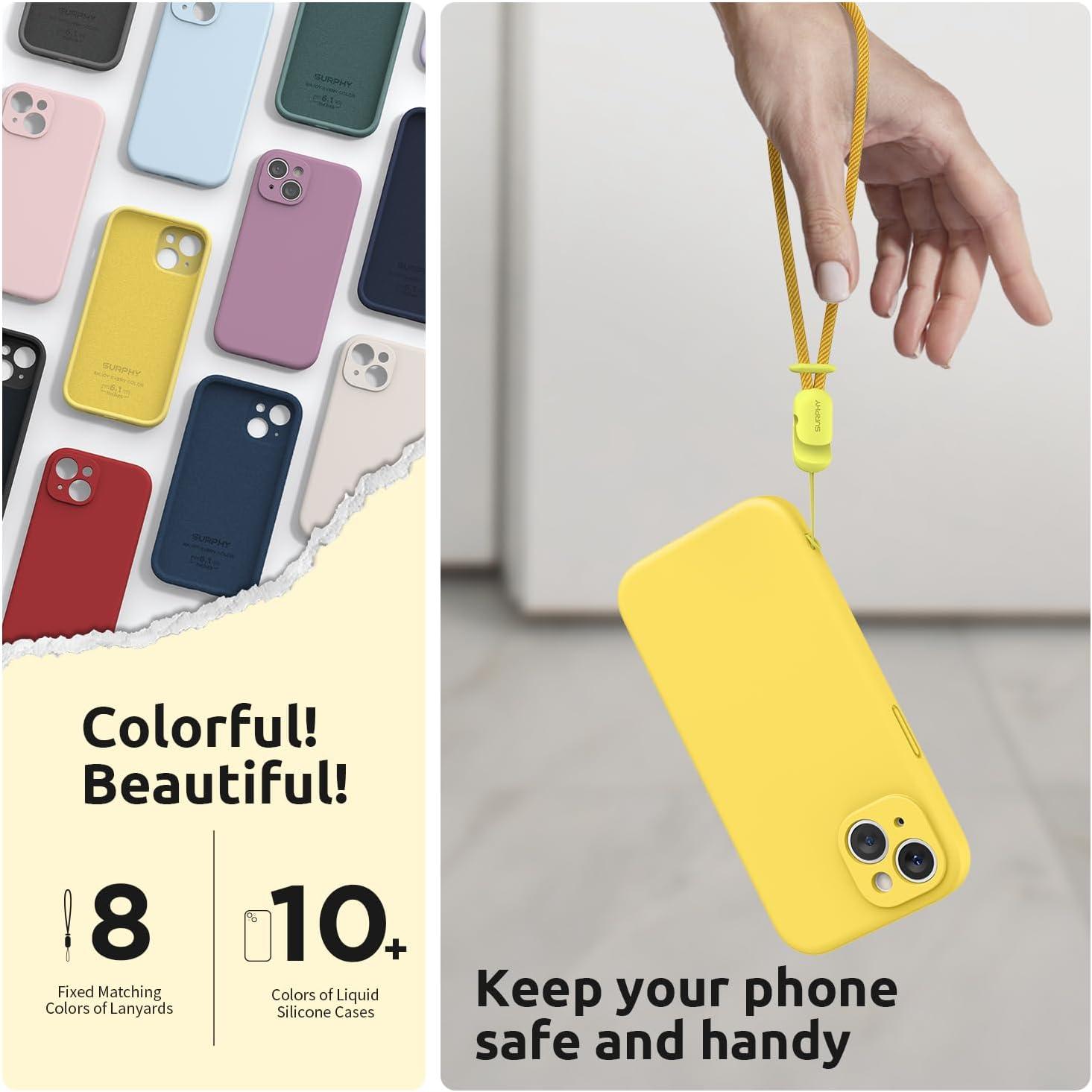 imageSURPHY Designed for iPhone 15 Plus Case with Screen Protector and Lanyard Phone Strap and Liquid Silicone Phone Case Camera Protective ampamp Soft Microfiber Lining 67 inch 2023 BlackSunshine