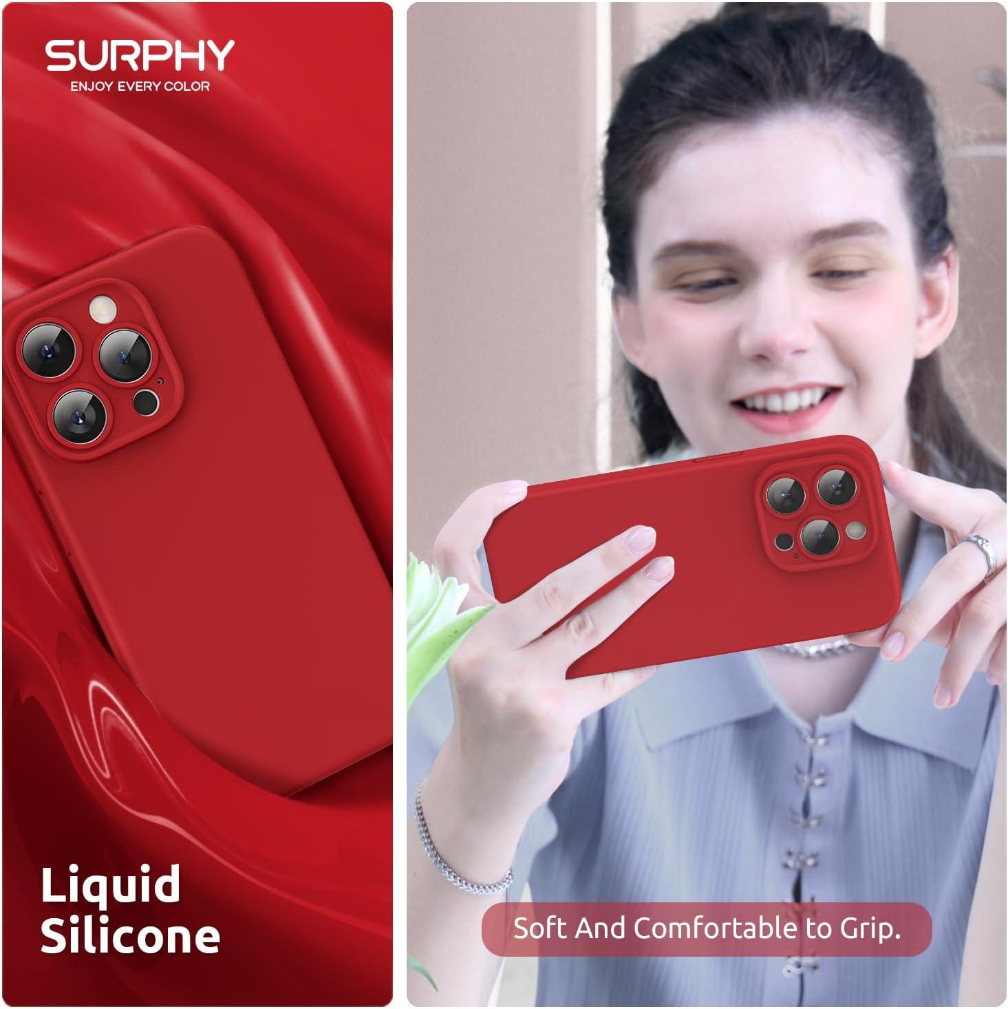 imageSURPHY Designed for iPhone 15 Pro Case Compatible with MagSafe 61 inch 2023 with 2 Pack Screen Protector Liquid Silicone Phone Case Camera Protective ampamp Soft Microfiber Lining Cactus GreenRed