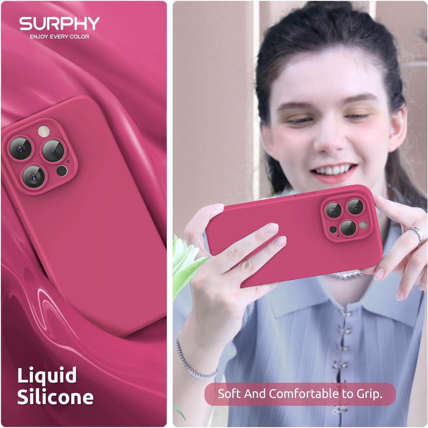 imageSURPHY Designed for iPhone 15 Pro Case Compatible with MagSafe 61 inch 2023 with 2 Pack Screen Protector Liquid Silicone Phone Case Camera Protective ampamp Soft Microfiber Lining Cactus GreenHibiscus