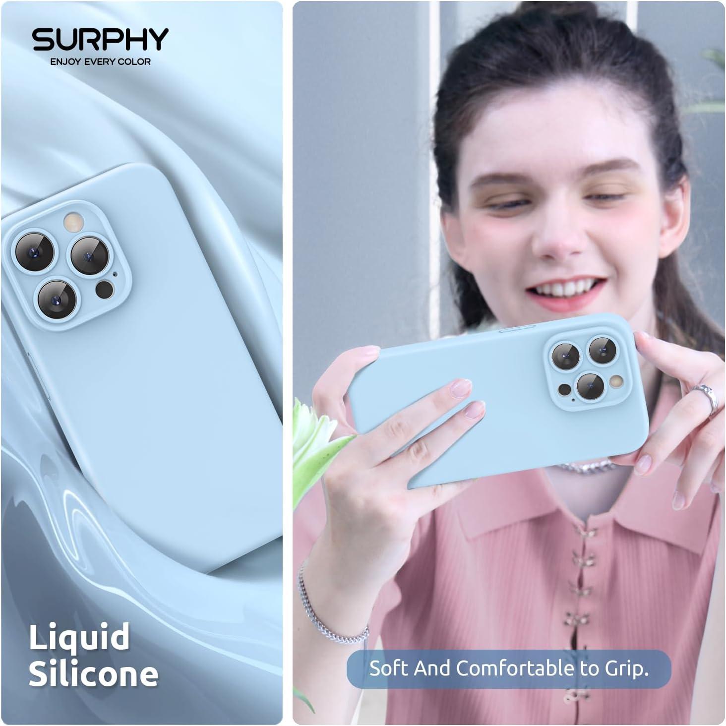 imageSURPHY Designed for iPhone 15 Pro Case Compatible with MagSafe 61 inch 2023 with 2 Pack Screen Protector Liquid Silicone Phone Case Camera Protective ampamp Soft Microfiber Lining Cactus GreenLight Blue