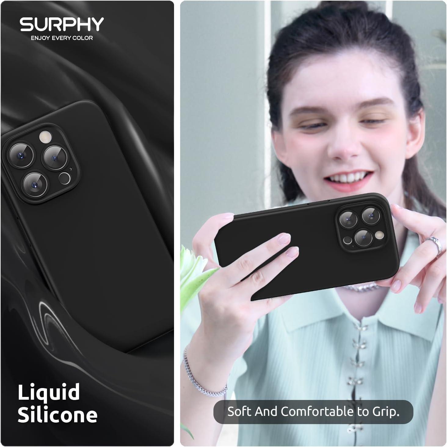 imageSURPHY Designed for iPhone 15 Pro Case Compatible with MagSafe 61 inch 2023 with 2 Pack Screen Protector Liquid Silicone Phone Case Camera Protective ampamp Soft Microfiber Lining Cactus GreenBlack