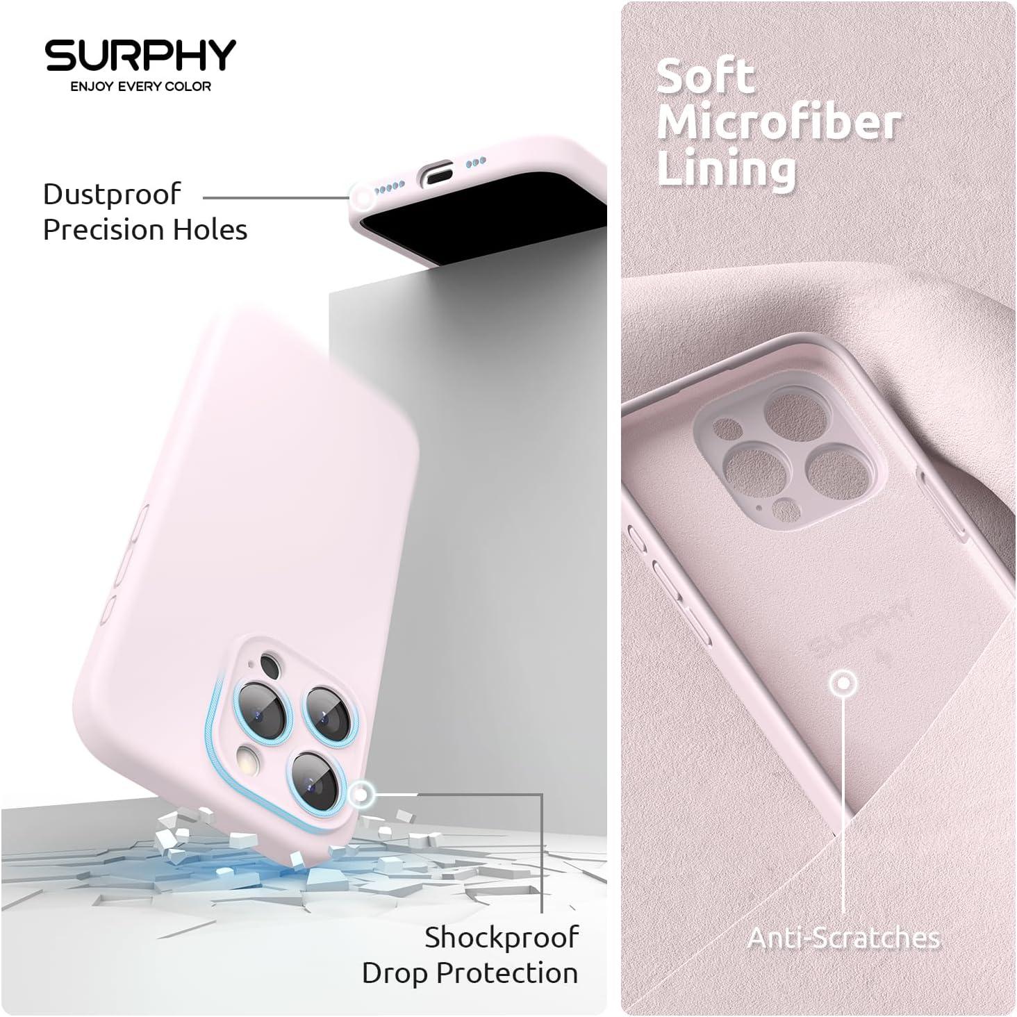 imageSURPHY Designed for iPhone 15 Pro Case Compatible with MagSafe 61 inch 2023 with 2 Pack Screen Protector Liquid Silicone Phone Case Camera Protective ampamp Soft Microfiber Lining Cactus GreenChalk Pink