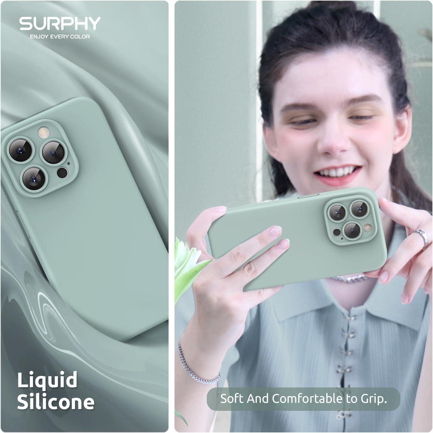 imageSURPHY Designed for iPhone 15 Pro Case Compatible with MagSafe 61 inch 2023 with 2 Pack Screen Protector Liquid Silicone Phone Case Camera Protective ampamp Soft Microfiber Lining Cactus GreenSucculent