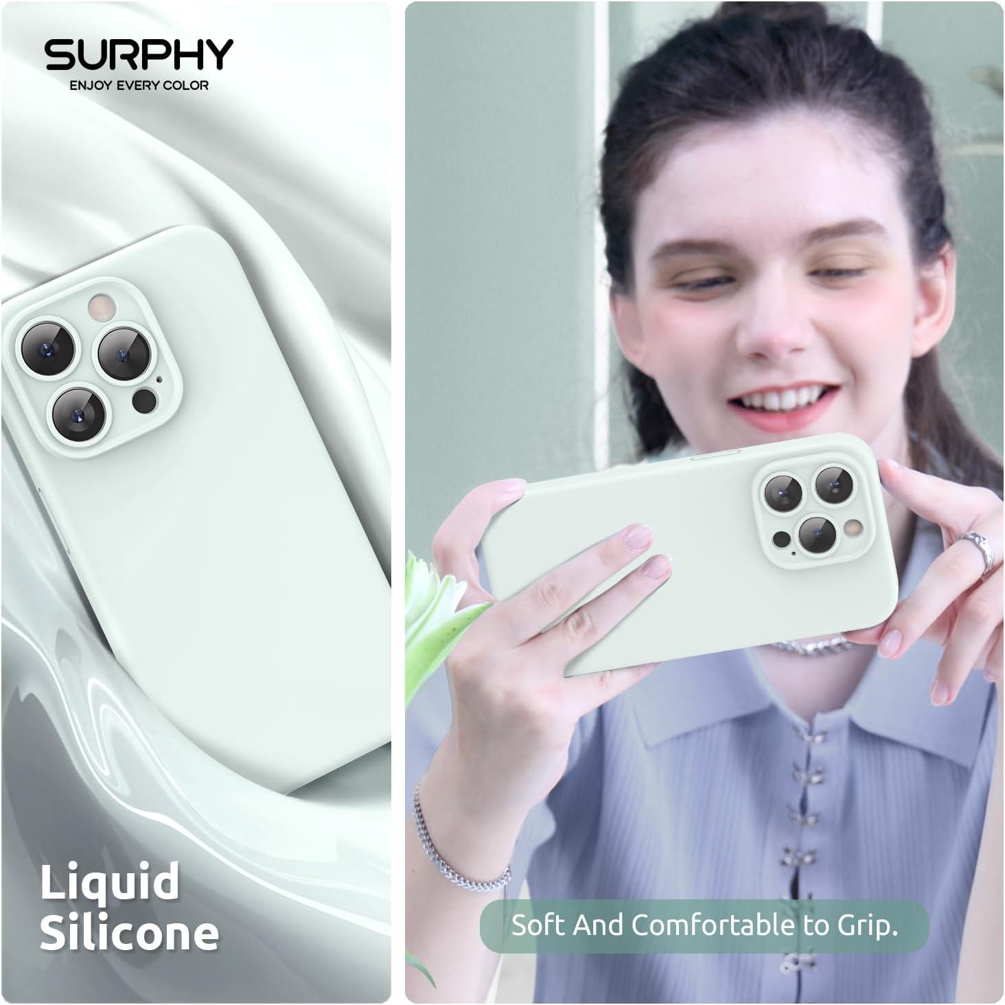 imageSURPHY Designed for iPhone 15 Pro Case Compatible with MagSafe 61 inch 2023 with 2 Pack Screen Protector Liquid Silicone Phone Case Camera Protective ampamp Soft Microfiber Lining Cactus GreenSoft Mint
