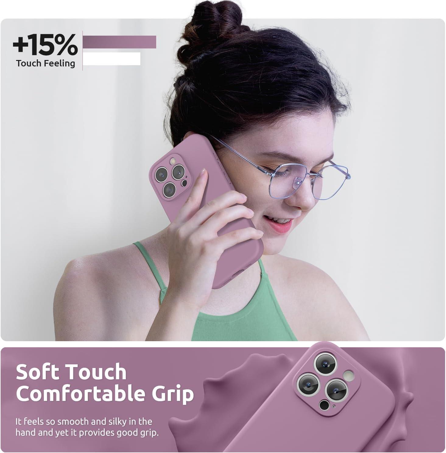 imageSURPHY Designed for iPhone 15 Pro Case with Screen Protector and Lanyard Phone Strap and Liquid Silicone Phone Case Camera Protective ampamp Soft Microfiber Lining 61 inch 2023 Lilac PurpleLilac Purple