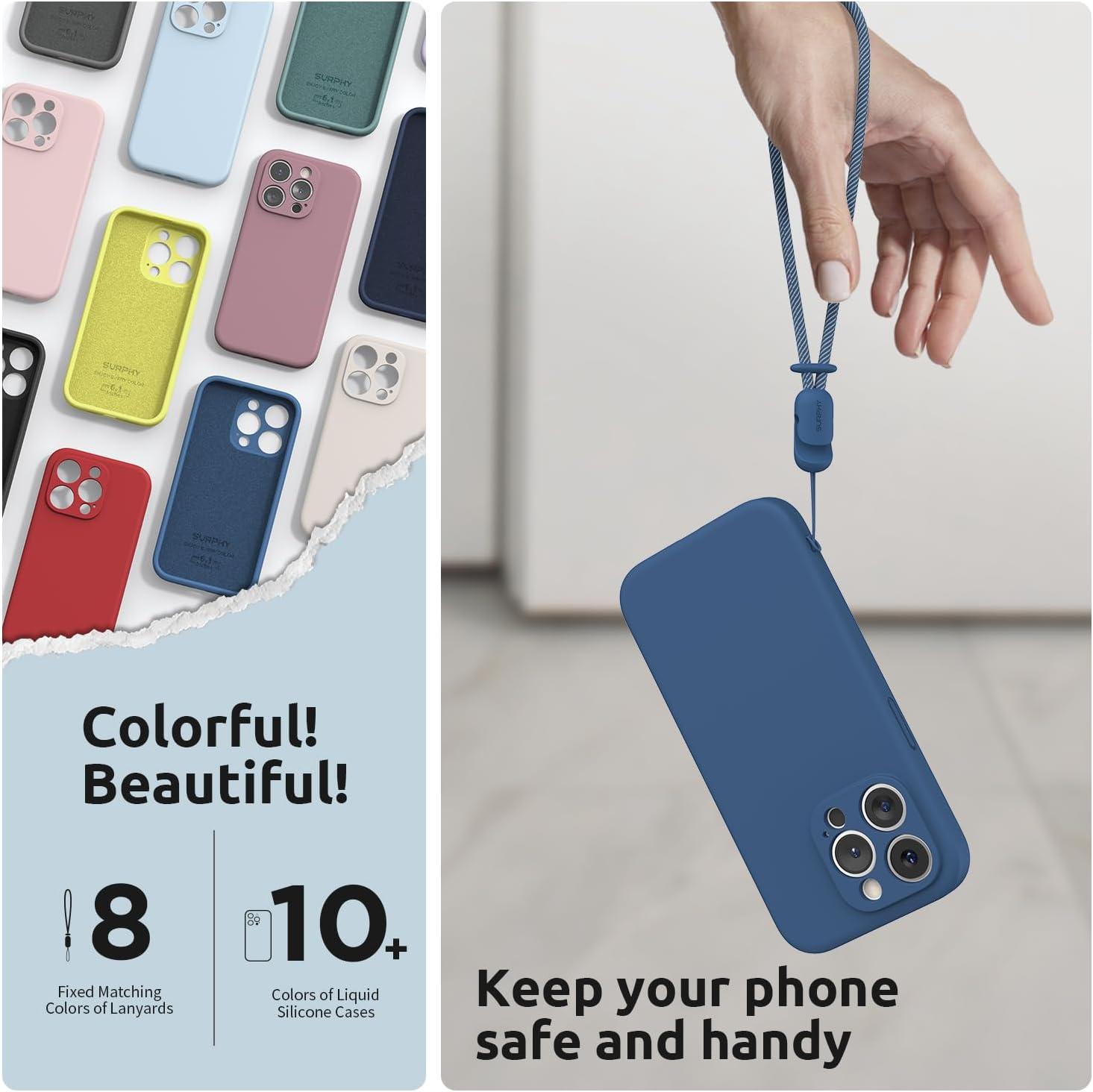 imageSURPHY Designed for iPhone 15 Pro Case with Screen Protector and Lanyard Phone Strap and Liquid Silicone Phone Case Camera Protective ampamp Soft Microfiber Lining 61 inch 2023 Lilac PurpleBlue Jay