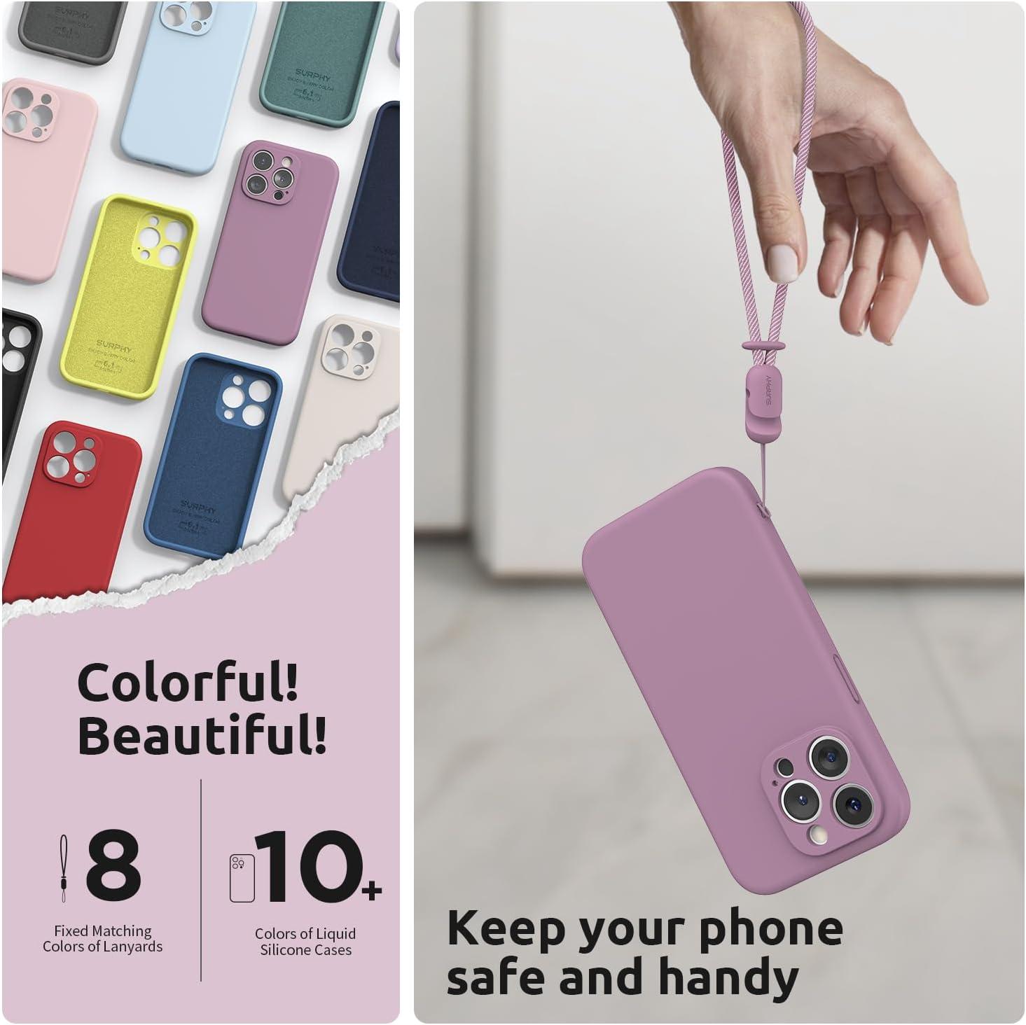 imageSURPHY Designed for iPhone 15 Pro Case with Screen Protector and Lanyard Phone Strap and Liquid Silicone Phone Case Camera Protective ampamp Soft Microfiber Lining 61 inch 2023 Lilac PurpleLilac Purple