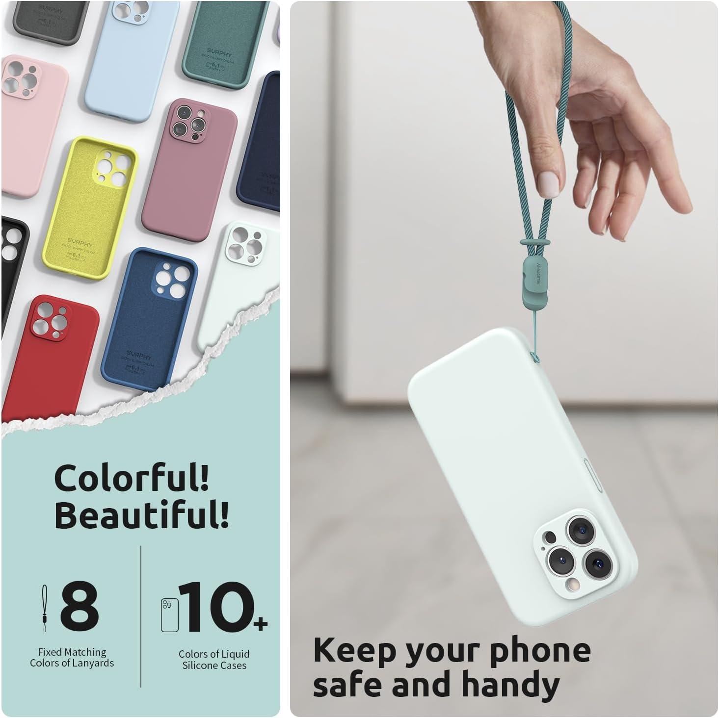 imageSURPHY Designed for iPhone 15 Pro Case with Screen Protector and Lanyard Phone Strap and Liquid Silicone Phone Case Camera Protective ampamp Soft Microfiber Lining 61 inch 2023 Lilac PurpleSoft Mint