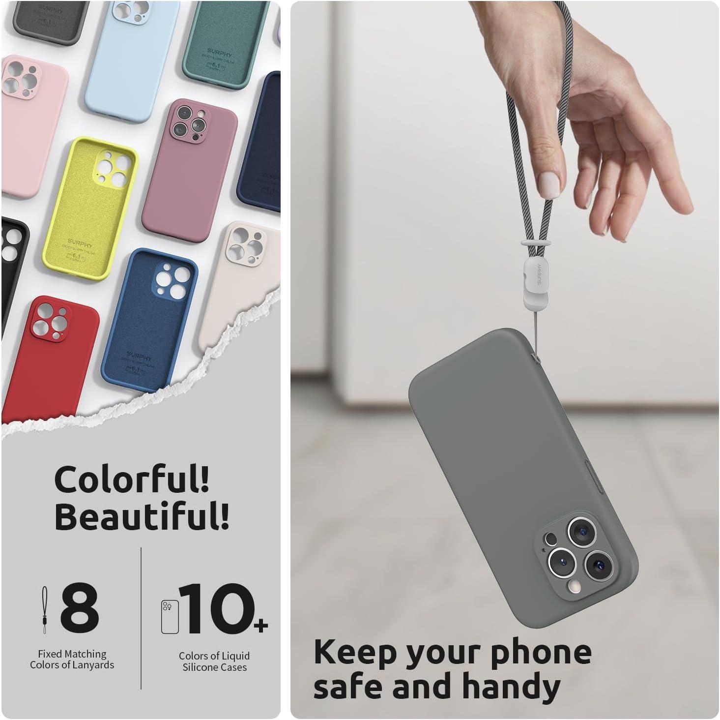 imageSURPHY Designed for iPhone 15 Pro Case with Screen Protector and Lanyard Phone Strap and Liquid Silicone Phone Case Camera Protective ampamp Soft Microfiber Lining 61 inch 2023 Lilac PurpleSpace Gray