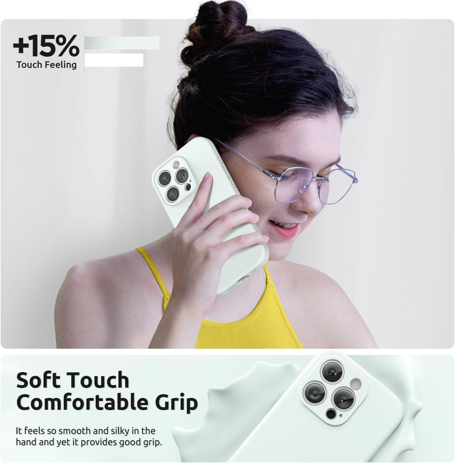 imageSURPHY Designed for iPhone 15 Pro Case with Screen Protector and Lanyard Phone Strap and Liquid Silicone Phone Case Camera Protective ampamp Soft Microfiber Lining 61 inch 2023 Lilac PurpleSoft Mint