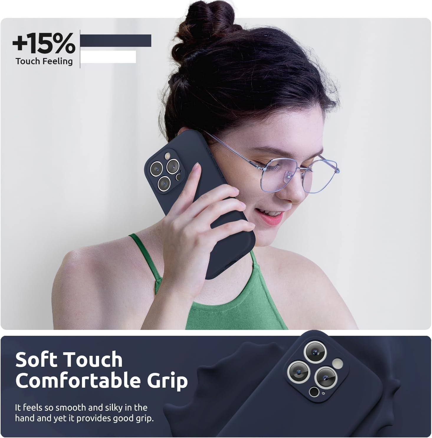 imageSURPHY Designed for iPhone 15 Pro Case with Screen Protector and Lanyard Phone Strap and Liquid Silicone Phone Case Camera Protective ampamp Soft Microfiber Lining 61 inch 2023 Lilac PurpleMidnight Blue