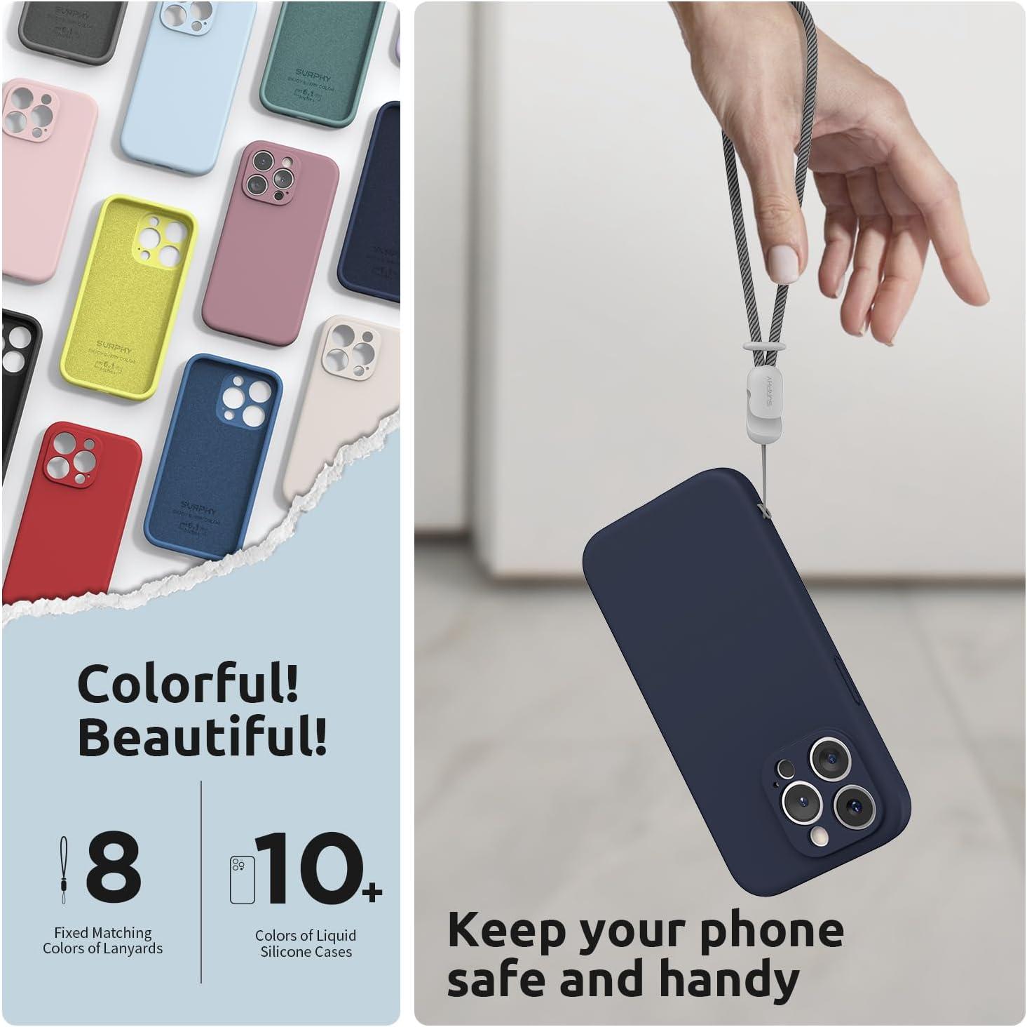 imageSURPHY Designed for iPhone 15 Pro Case with Screen Protector and Lanyard Phone Strap and Liquid Silicone Phone Case Camera Protective ampamp Soft Microfiber Lining 61 inch 2023 Lilac PurpleMidnight Blue