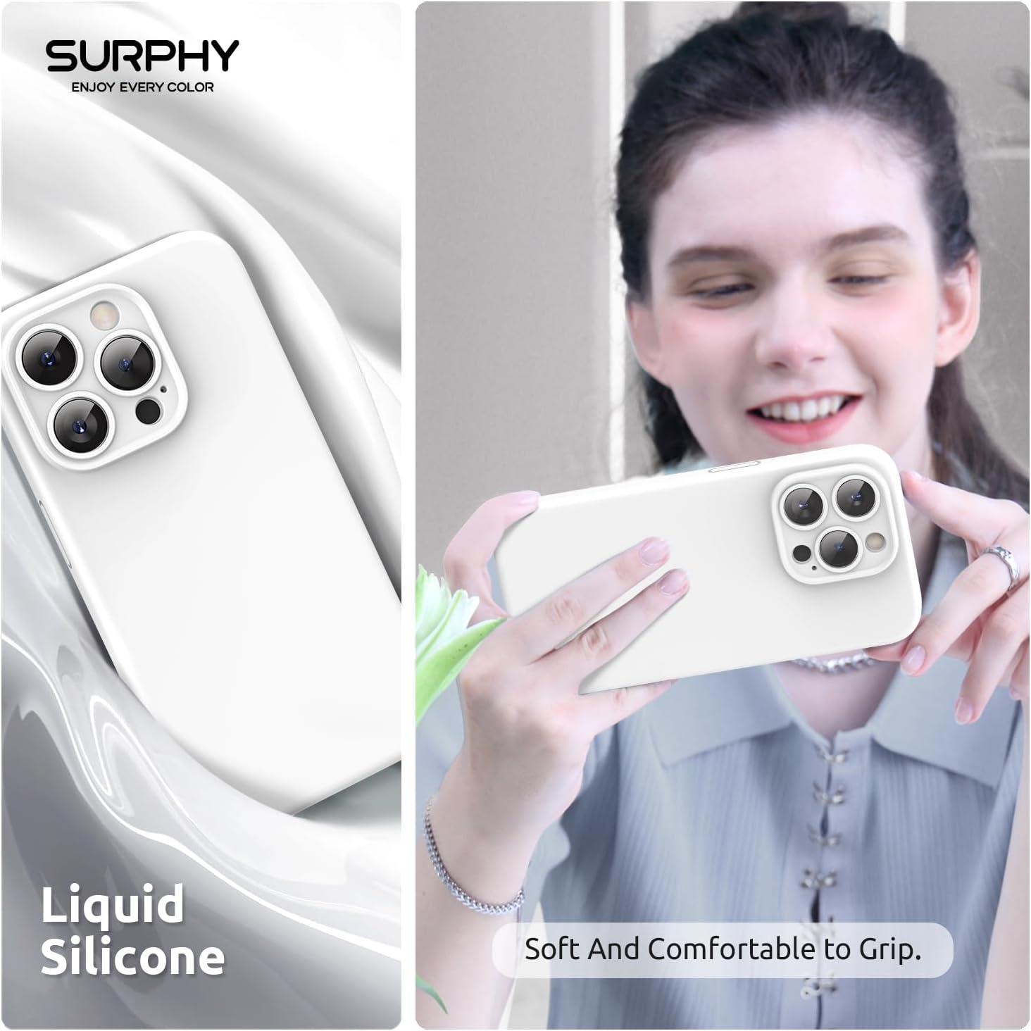 imageSURPHY Designed for iPhone 15 Pro Max Case Compatible with MagSafe 67 inch 2023 with 2 Pack Screen Protector Liquid Silicone Phone Case Camera Protective ampamp Soft Microfiber Lining Cactus GreenWhite