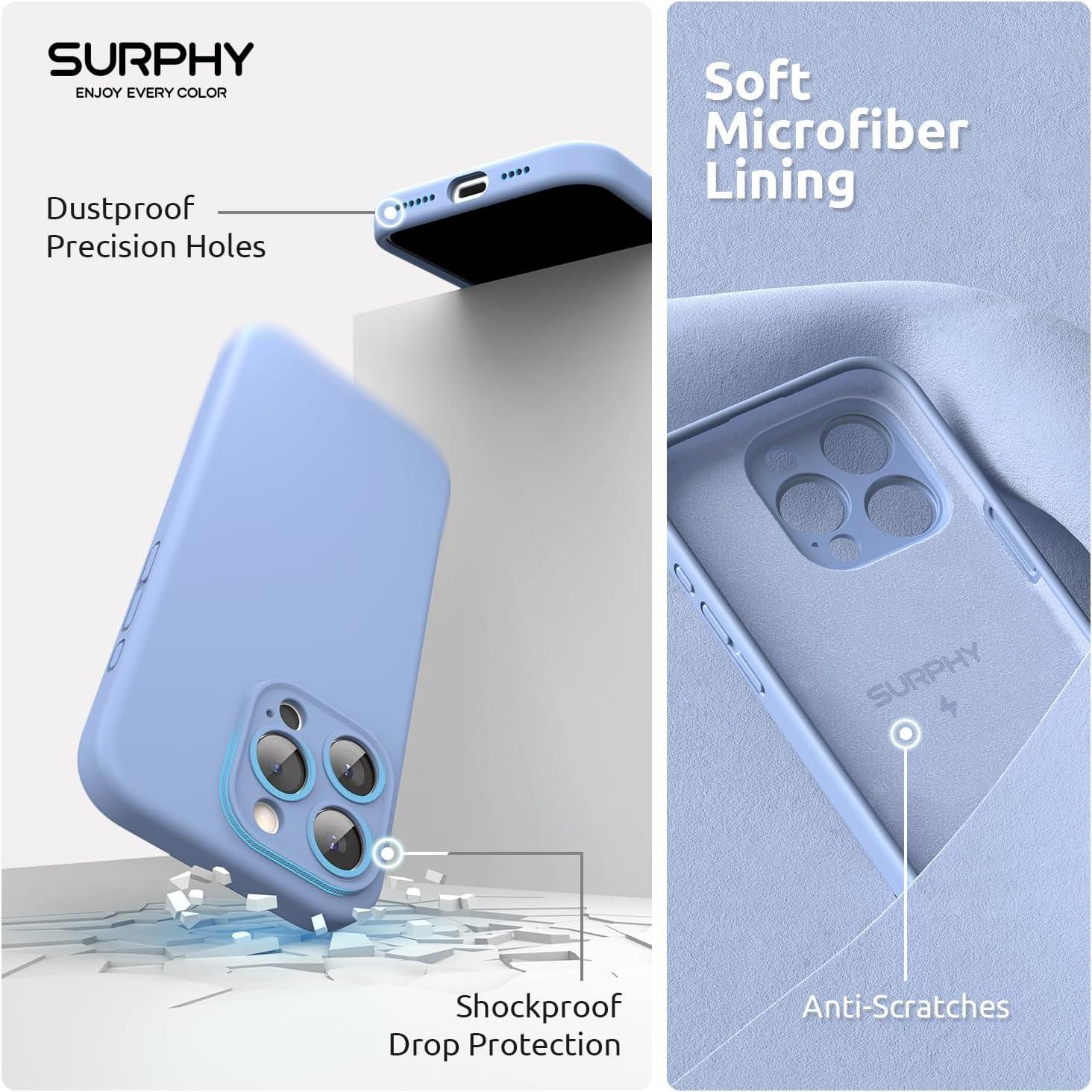 imageSURPHY Designed for iPhone 15 Pro Max Case Compatible with MagSafe 67 inch 2023 with 2 Pack Screen Protector Liquid Silicone Phone Case Camera Protective ampamp Soft Microfiber Lining Cactus GreenWinter Blue