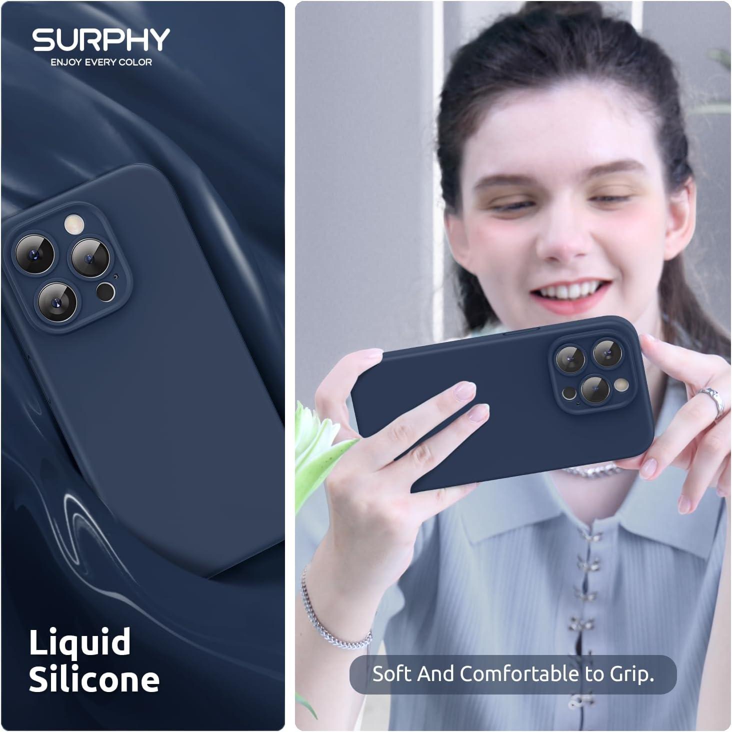 imageSURPHY Designed for iPhone 15 Pro Max Case Compatible with MagSafe 67 inch 2023 with 2 Pack Screen Protector Liquid Silicone Phone Case Camera Protective ampamp Soft Microfiber Lining Cactus GreenStorm Blue