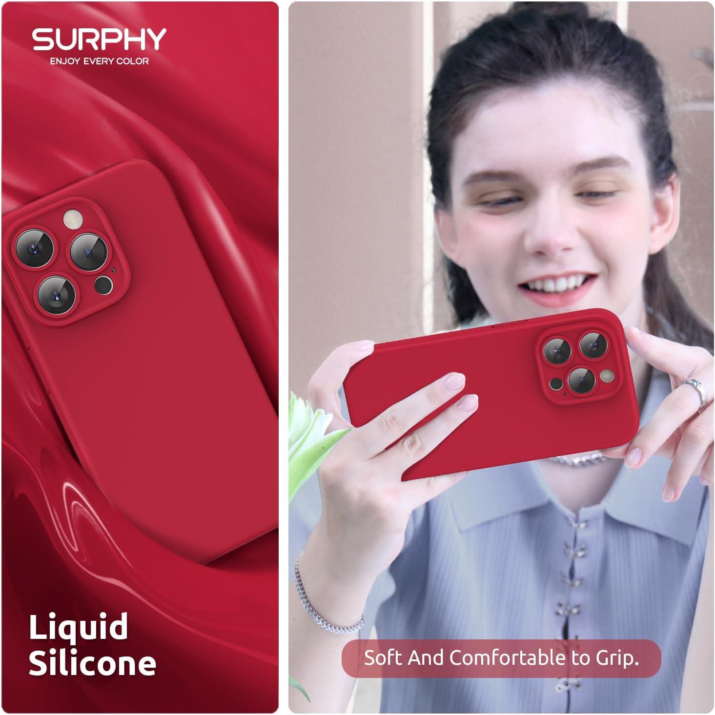 imageSURPHY Designed for iPhone 15 Pro Max Case Compatible with MagSafe 67 inch 2023 with 2 Pack Screen Protector Liquid Silicone Phone Case Camera Protective ampamp Soft Microfiber Lining Cactus GreenRed