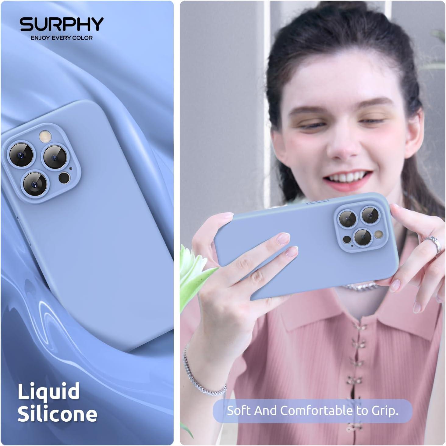 imageSURPHY Designed for iPhone 15 Pro Max Case Compatible with MagSafe 67 inch 2023 with 2 Pack Screen Protector Liquid Silicone Phone Case Camera Protective ampamp Soft Microfiber Lining Cactus GreenWinter Blue