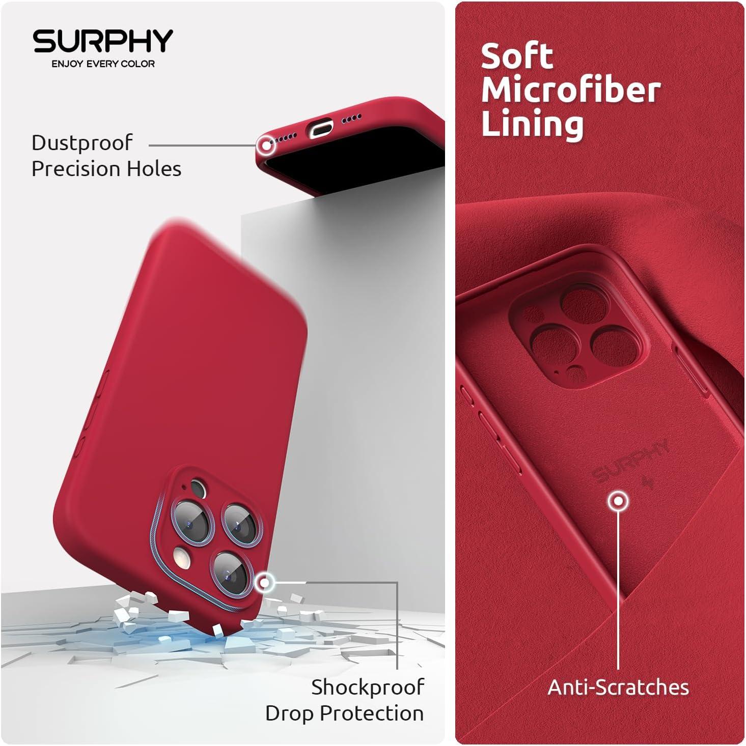 imageSURPHY Designed for iPhone 15 Pro Max Case Compatible with MagSafe 67 inch 2023 with 2 Pack Screen Protector Liquid Silicone Phone Case Camera Protective ampamp Soft Microfiber Lining Cactus GreenRed