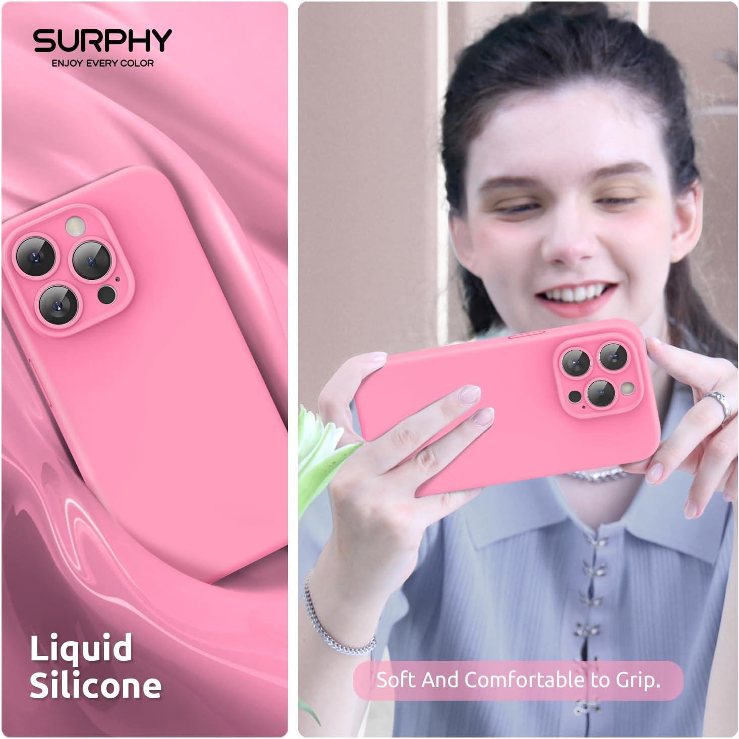 imageSURPHY Designed for iPhone 15 Pro Max Case Compatible with MagSafe 67 inch 2023 with 2 Pack Screen Protector Liquid Silicone Phone Case Camera Protective ampamp Soft Microfiber Lining Cactus GreenPink