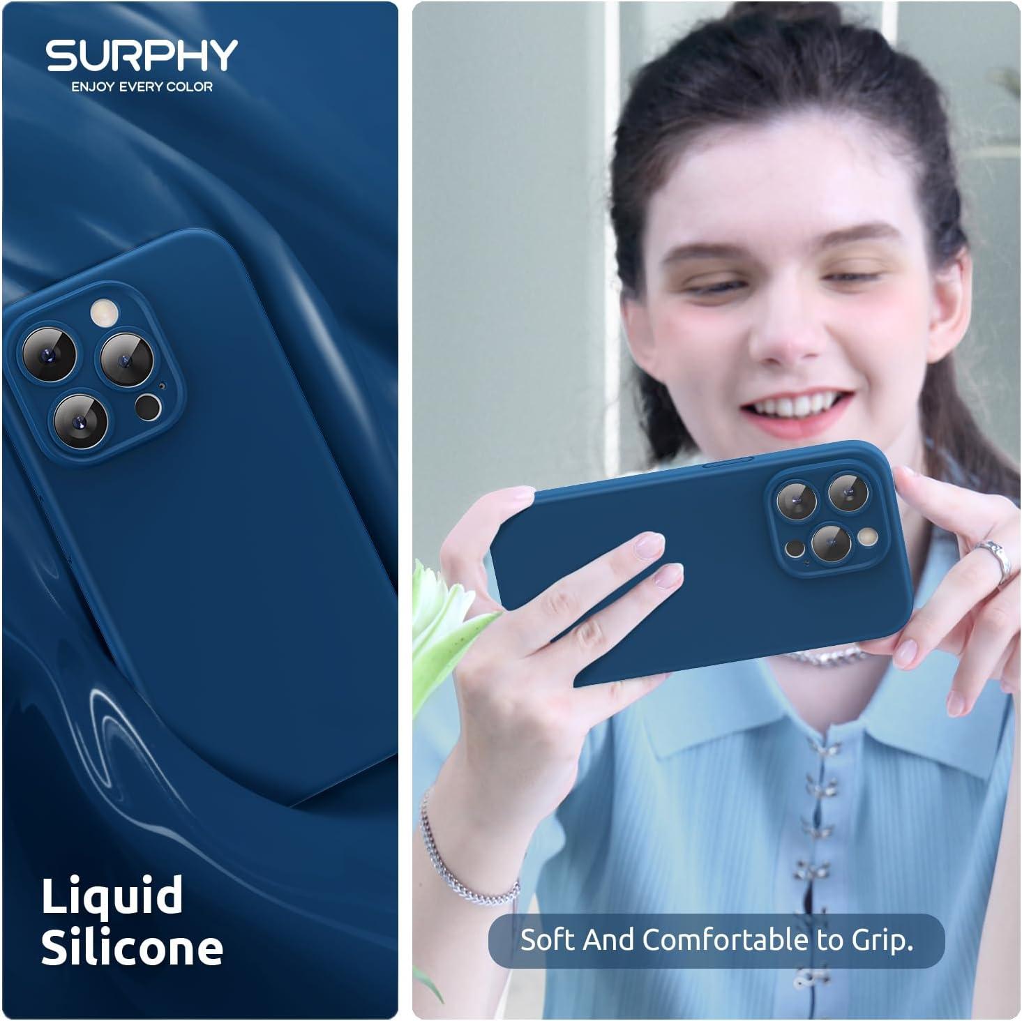 imageSURPHY Designed for iPhone 15 Pro Max Case Compatible with MagSafe 67 inch 2023 with 2 Pack Screen Protector Liquid Silicone Phone Case Camera Protective ampamp Soft Microfiber Lining Cactus GreenHorizon Blue