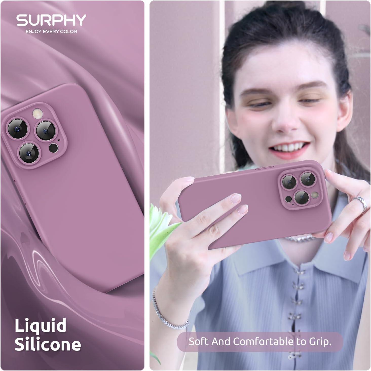 imageSURPHY Designed for iPhone 15 Pro Max Case Compatible with MagSafe 67 inch 2023 with 2 Pack Screen Protector Liquid Silicone Phone Case Camera Protective ampamp Soft Microfiber Lining Cactus GreenLilac Purple